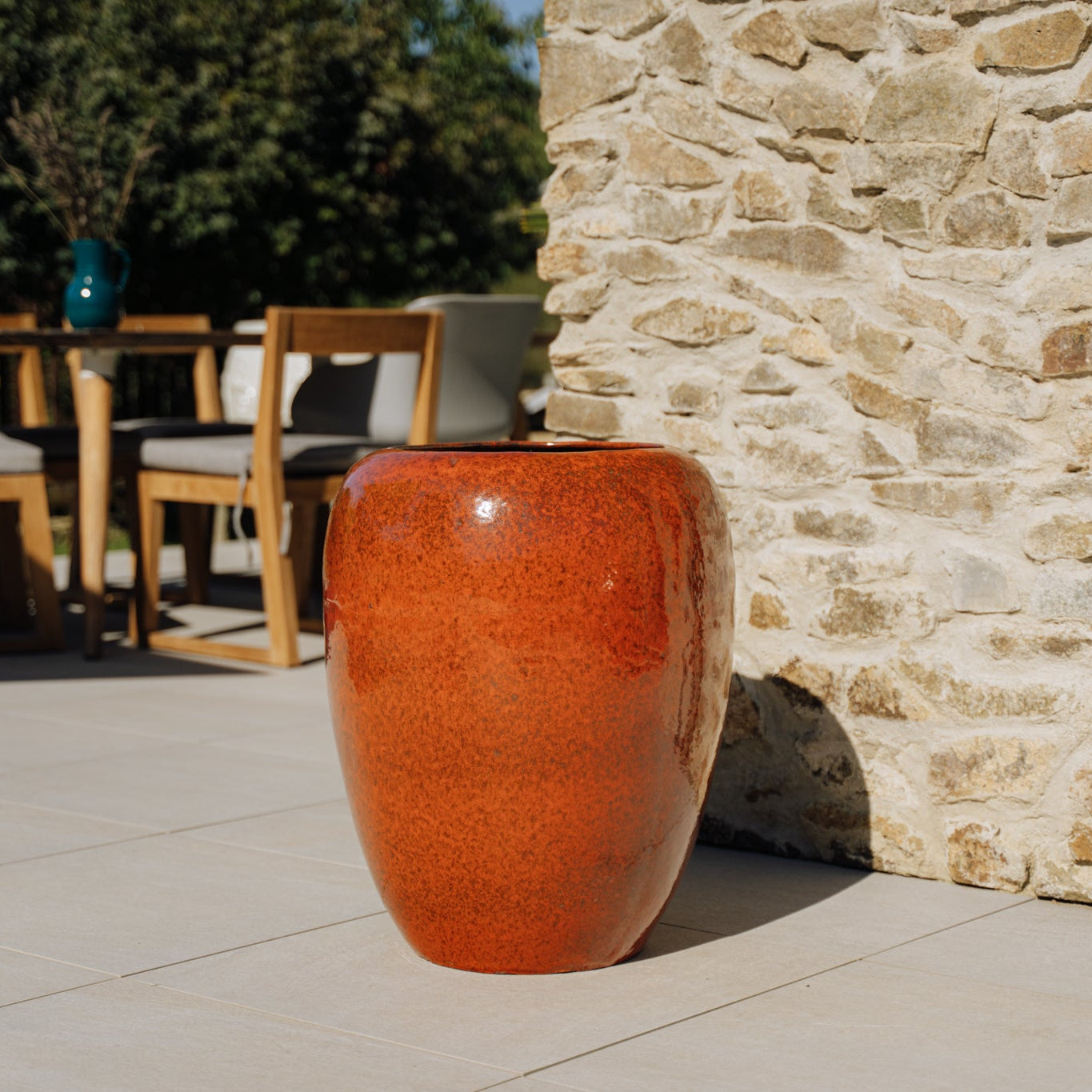 Provencelia Pflanzkübel GALILEE Herbstorange – glasierte Terrakotta, Anduze-Stil