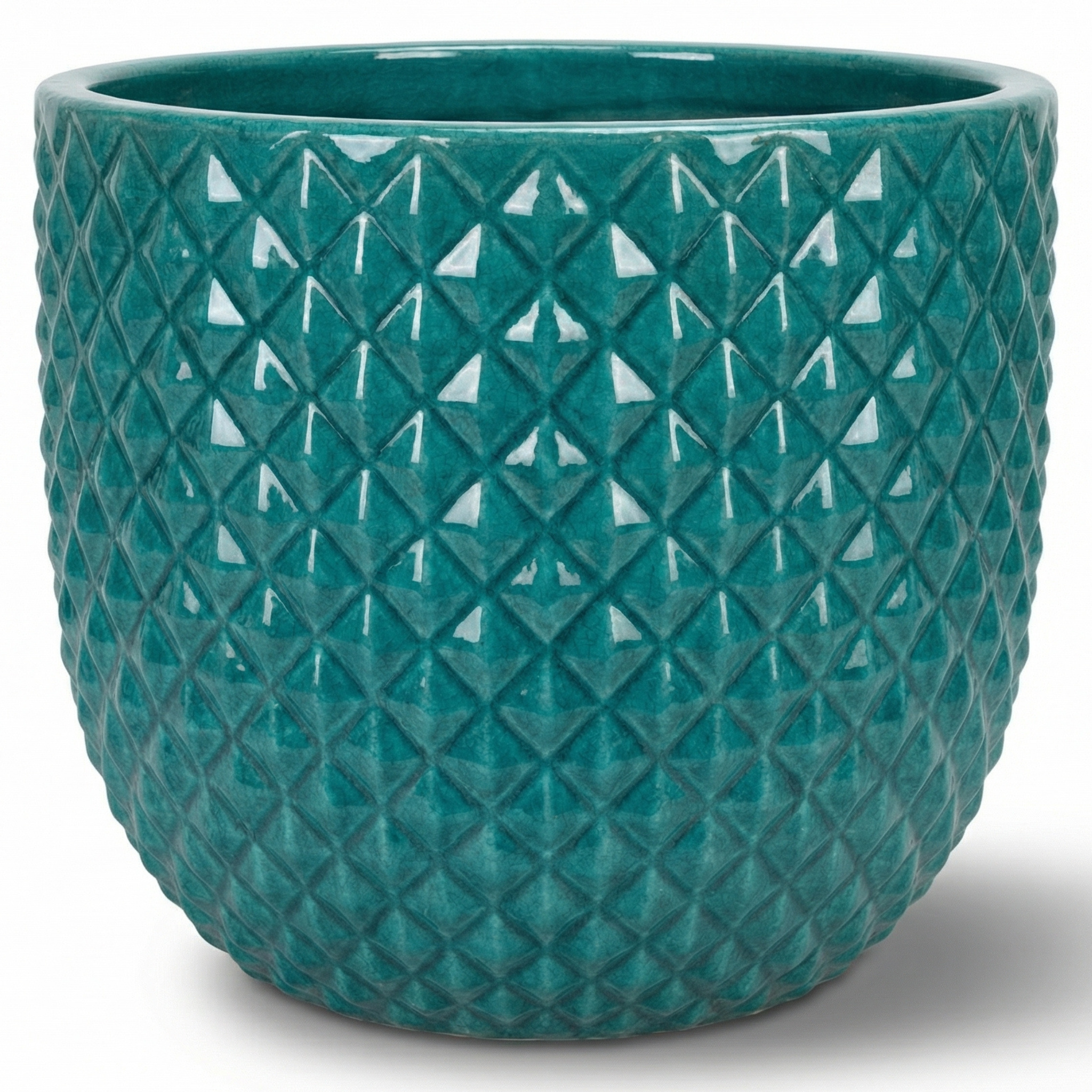 Keramický květináč Mars tyrkysový, ručně vyráběný z glazované terakoty