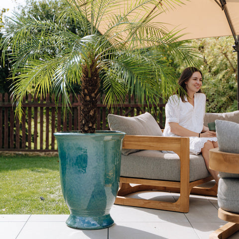 Keramik-Blumentopf ARTHUR - Azurblau