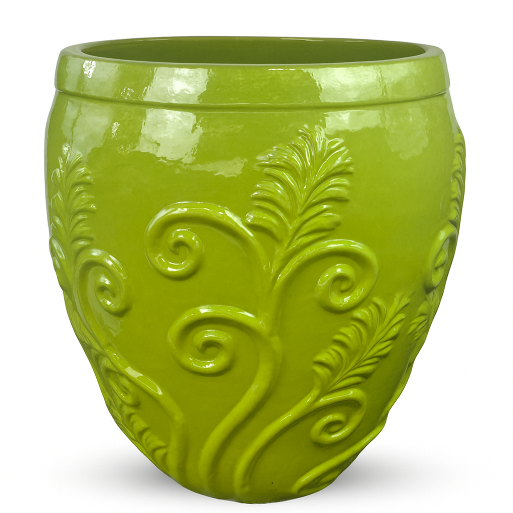 XXL Keramik-Blumentopf GAIA - Olivgrün
