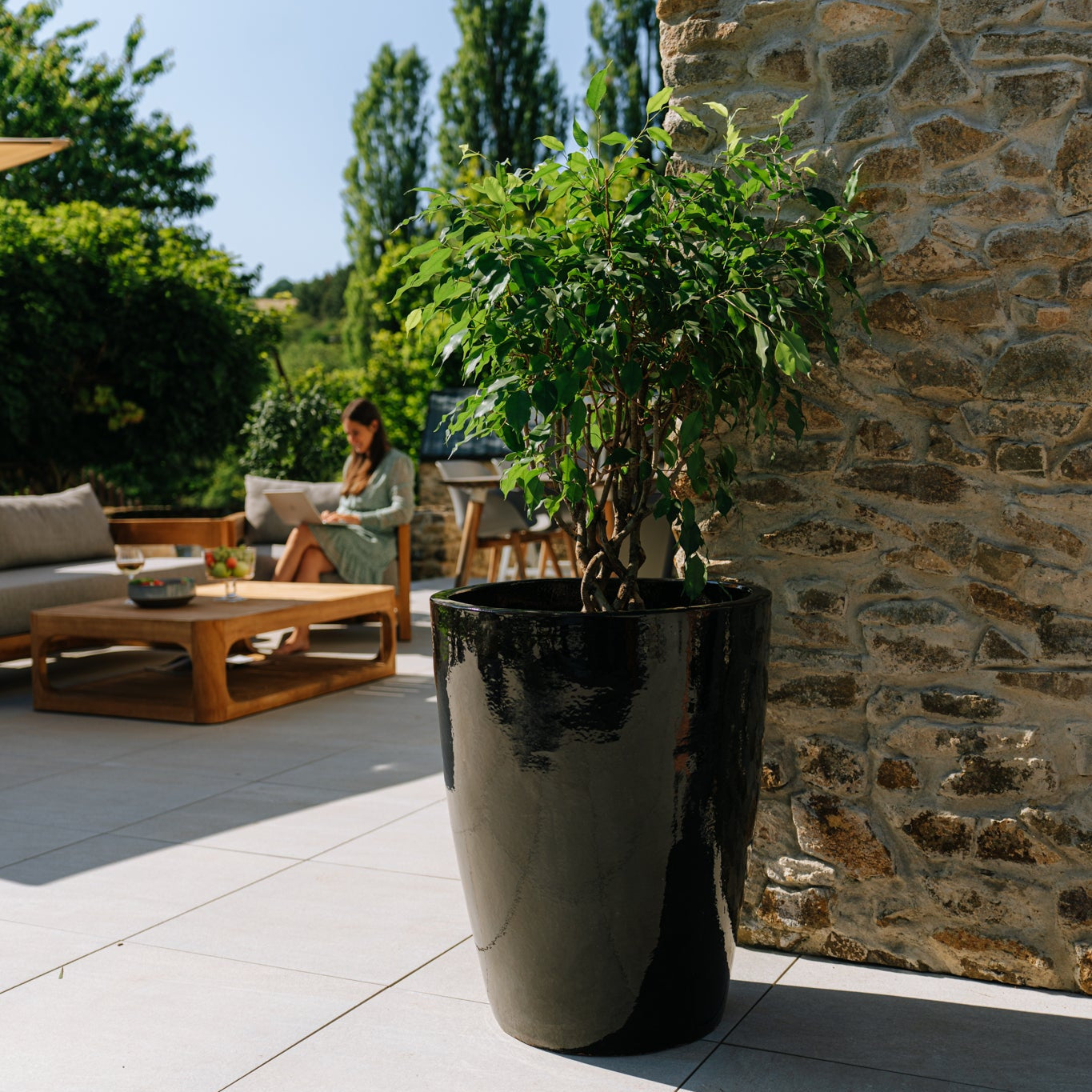 Keramicky květináč Mazarin - Černá