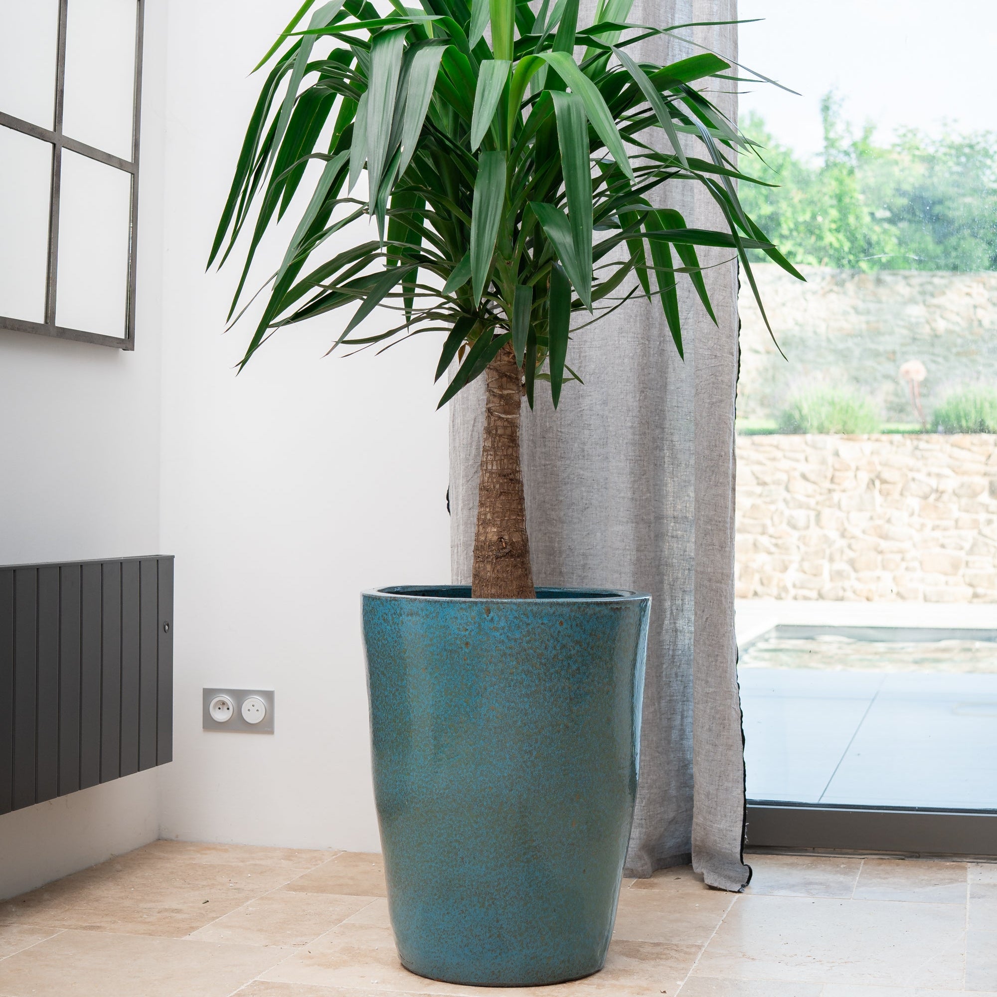 Keramicky květináč Mazarin - Ocelově modrá