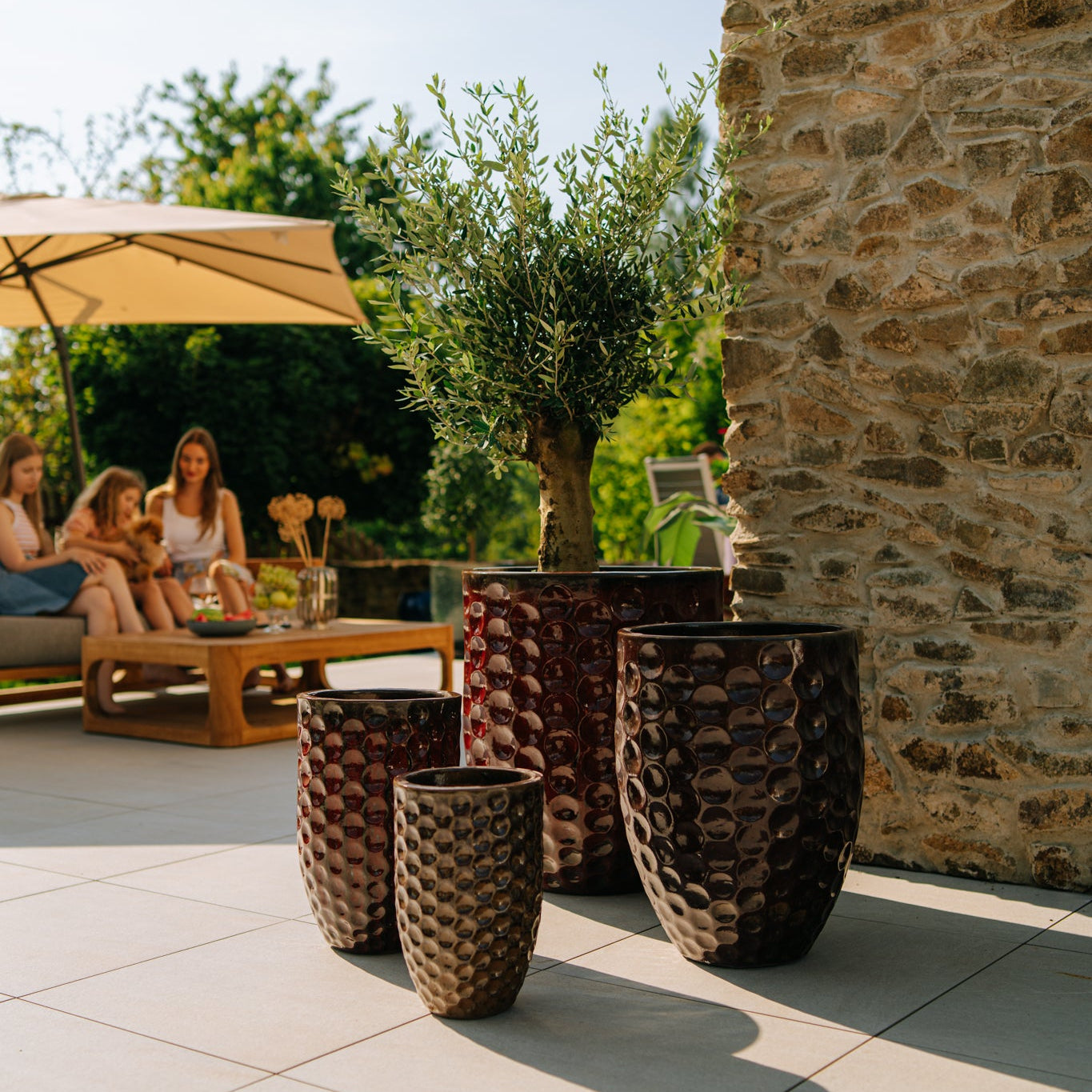 Květináč MEROVEE Cihlově červená – ručně vyráběná keramika, XXL až 68 cm