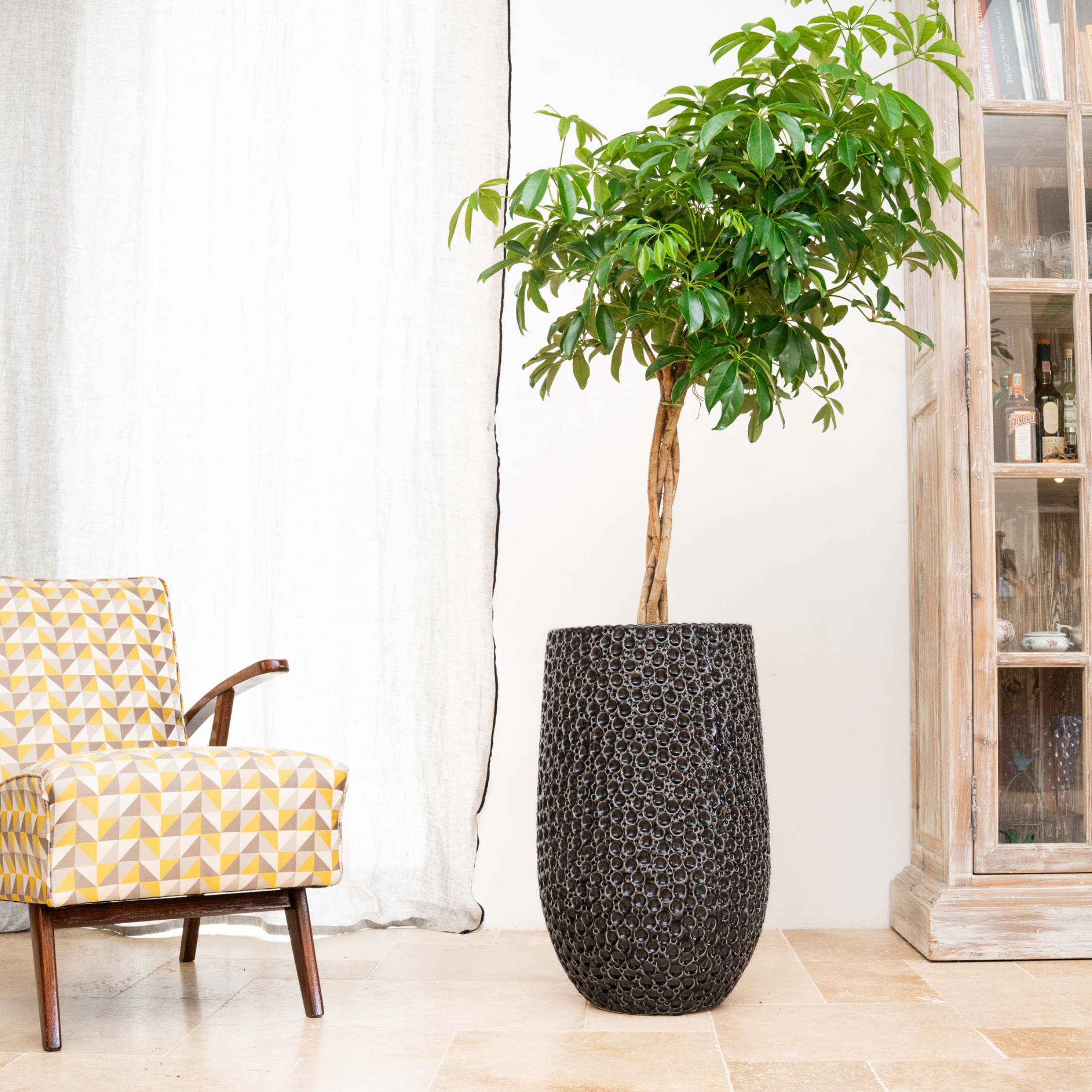 Provencelia květináč PARIS Černá – glazovaná terakota, styl Anduze