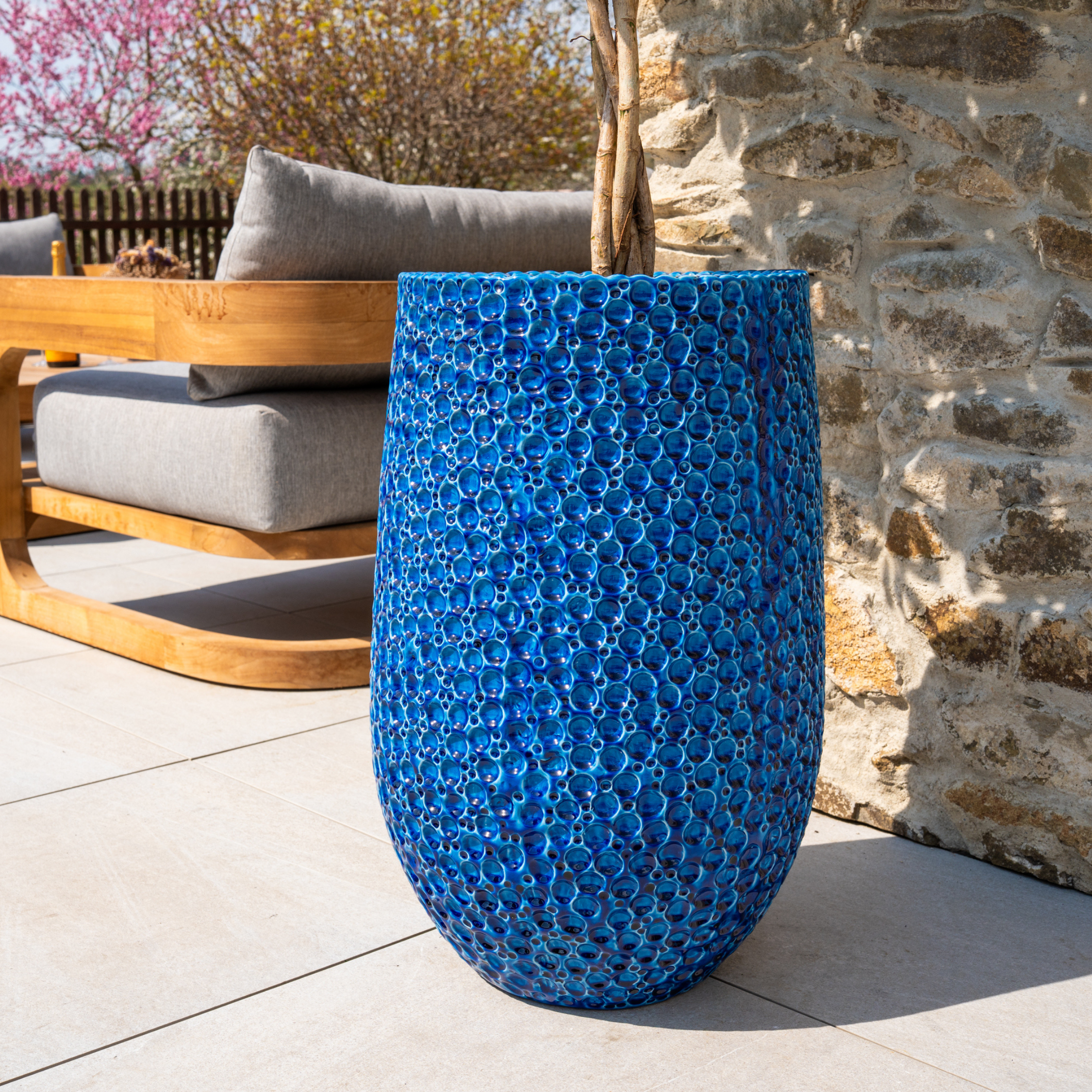 Großer Keramik-Blumentopf PARIS - Blau