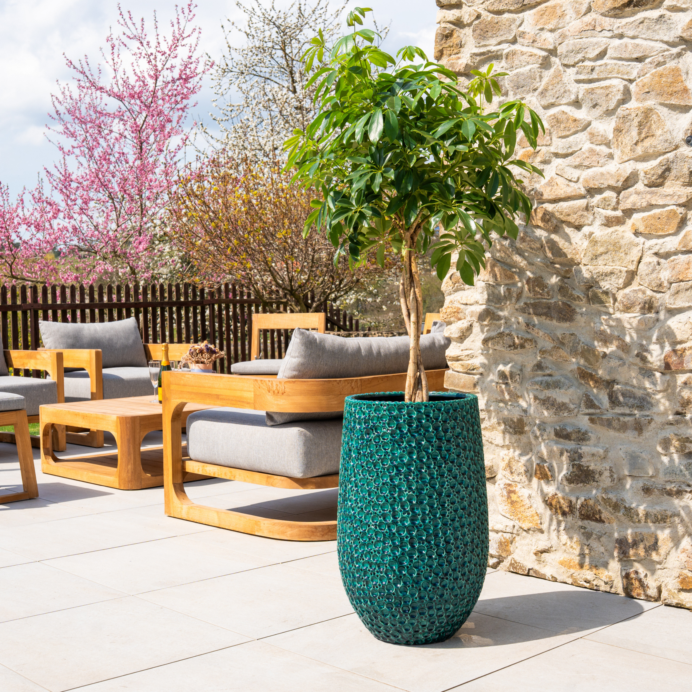 Großer Keramik-Blumentopf PARIS - Dunkelgrün