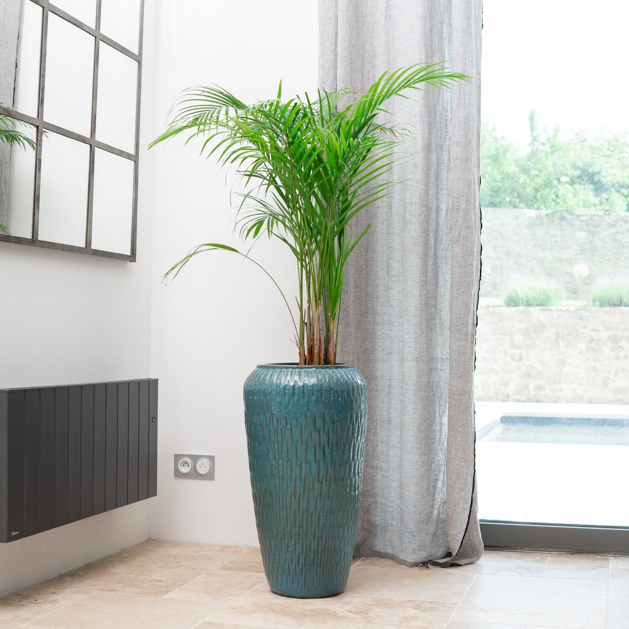 Keramik-Blumentopf POMPADOUR - Stahlblau