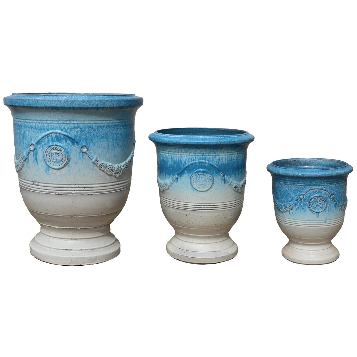 Keramik-Blumentopf RICHELIEU - Weiß-Blau