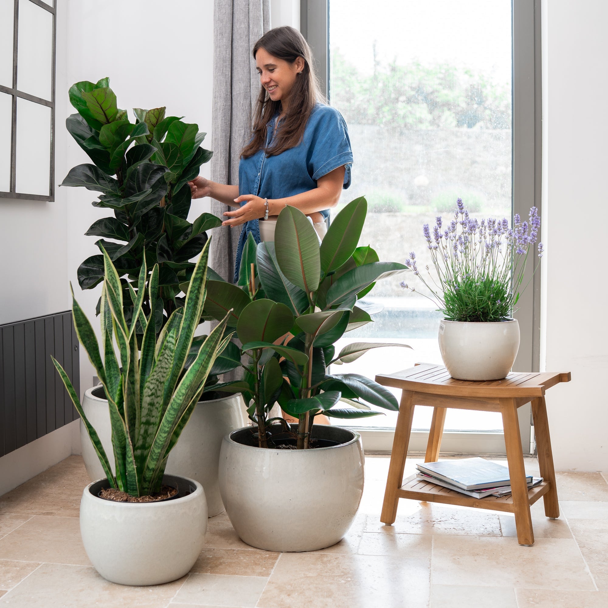 Keramik-Blumentopf ROMULUS - Cremefarben