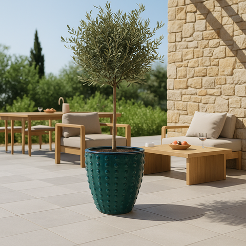 Keramik-Blumentopf ATTILA - Petrolblau