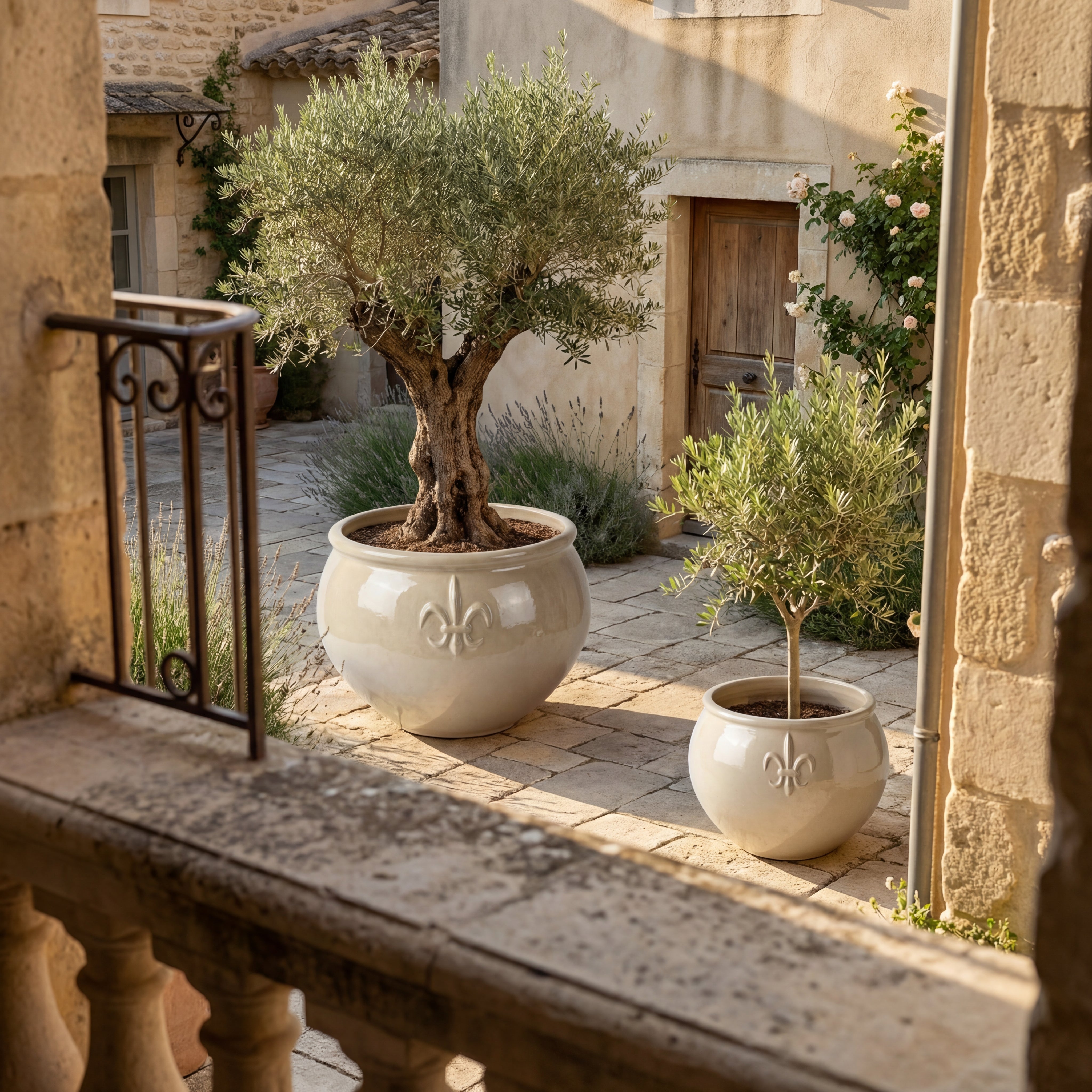 Keramik-Pflanzkübel Provencelia Clovis - Creme