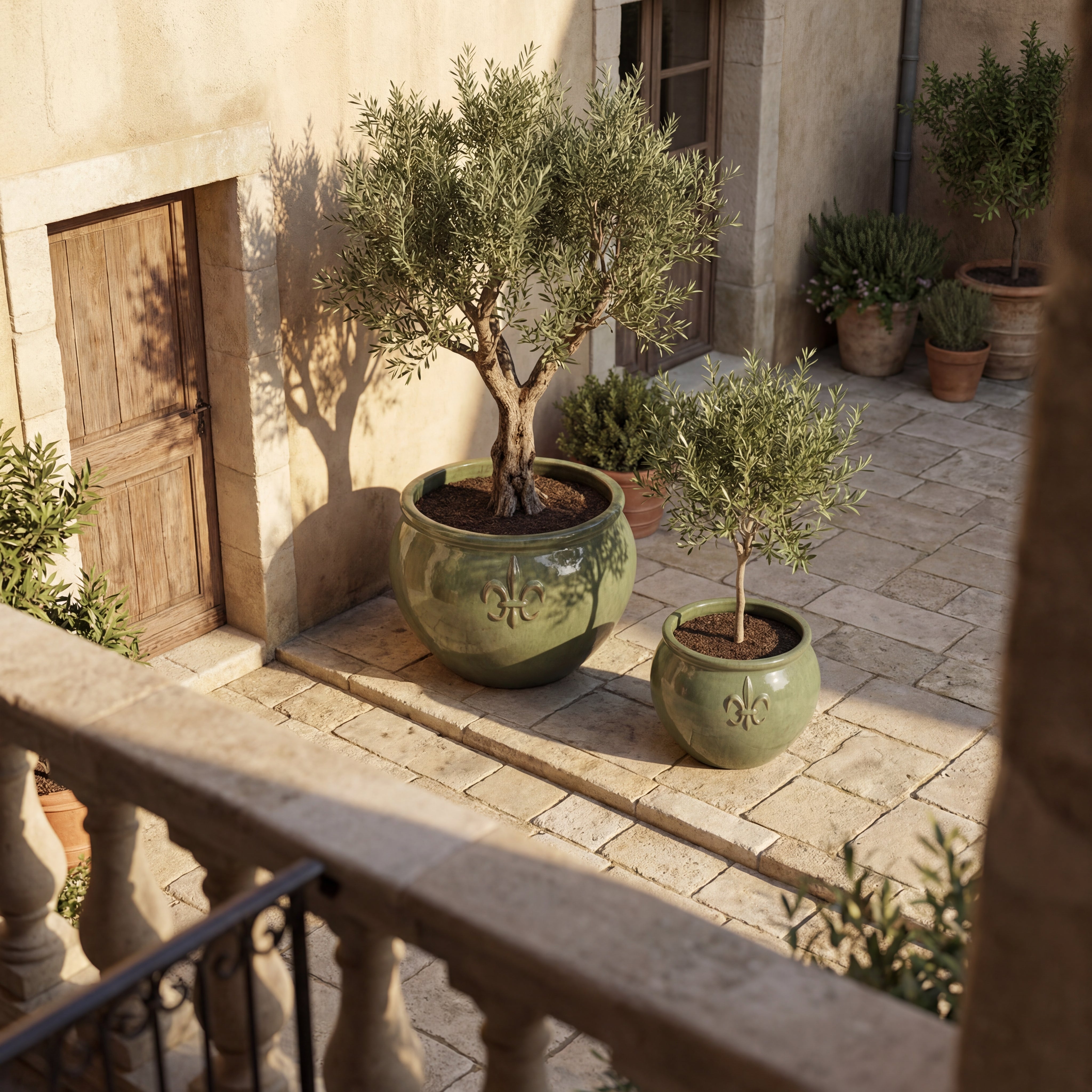 Großer Keramik-Pflanzkübel Clovis - Glasiertes Grün