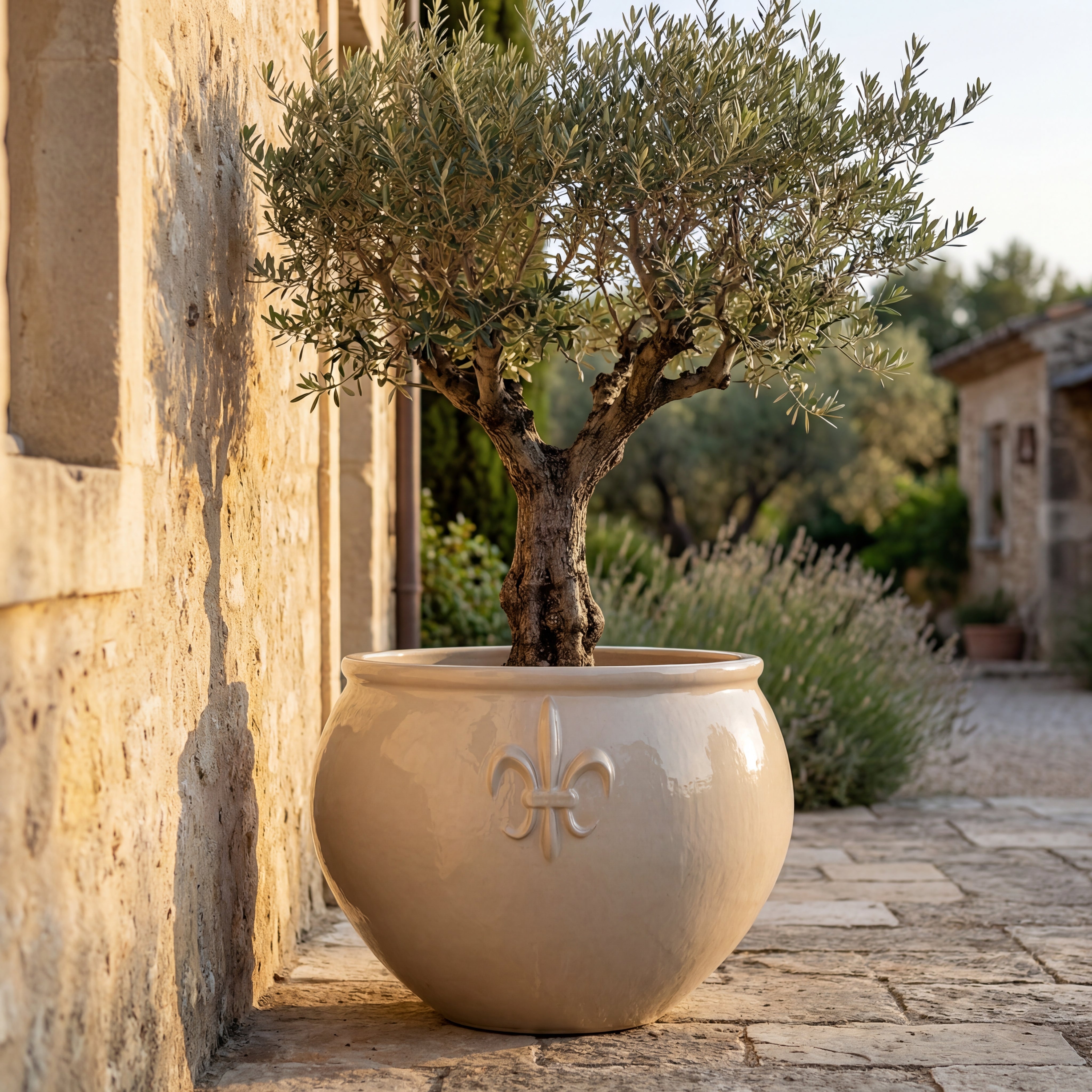 Keramik-Pflanzkübel Provencelia Clovis - Creme