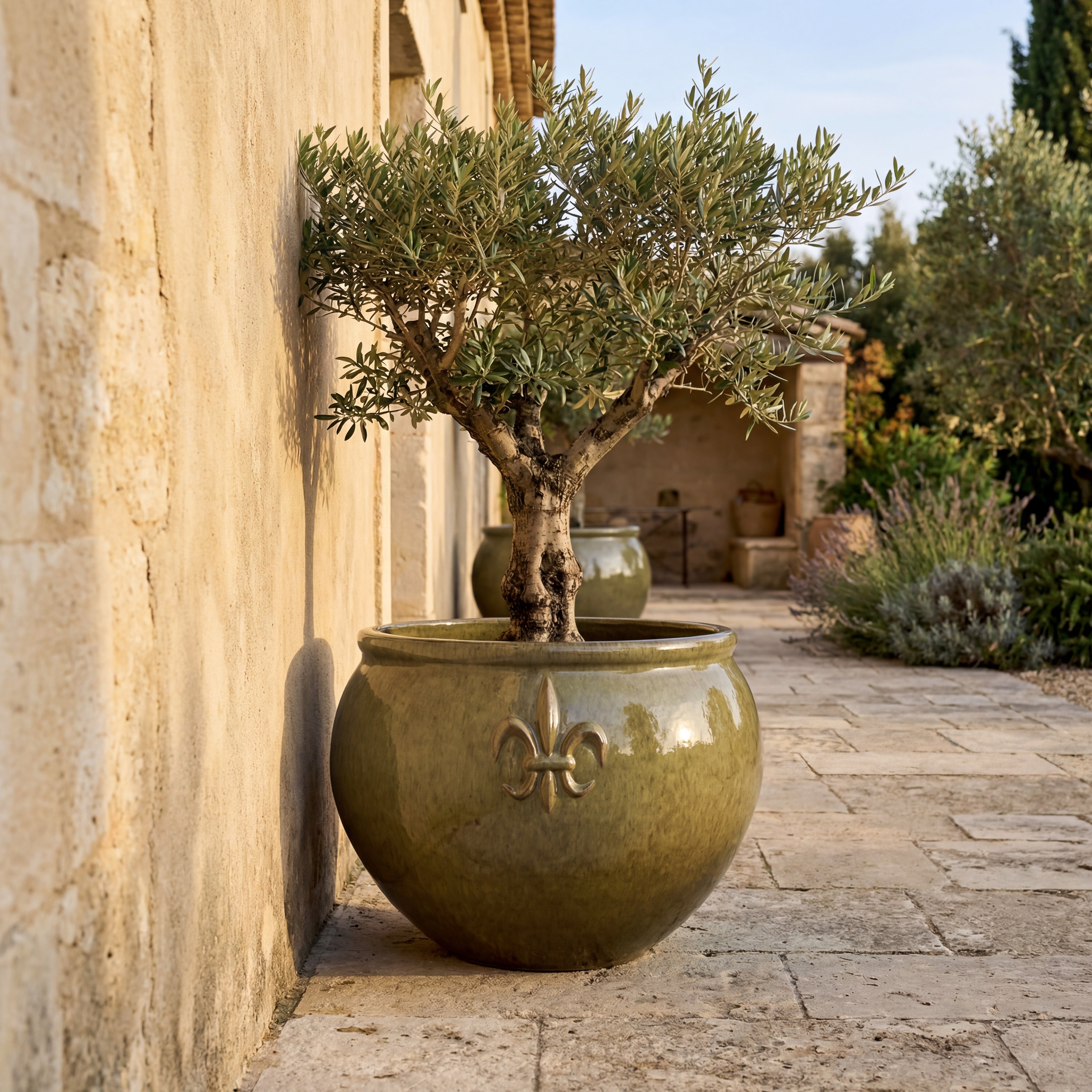 Großer Keramik-Pflanzkübel Clovis - Glasiertes Grün