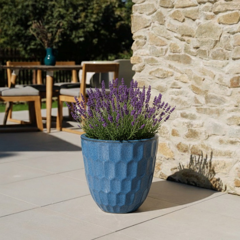 Keramický květináč Daudet Anticky modrý – ručně vyráběný glazovaný květináč z terakoty