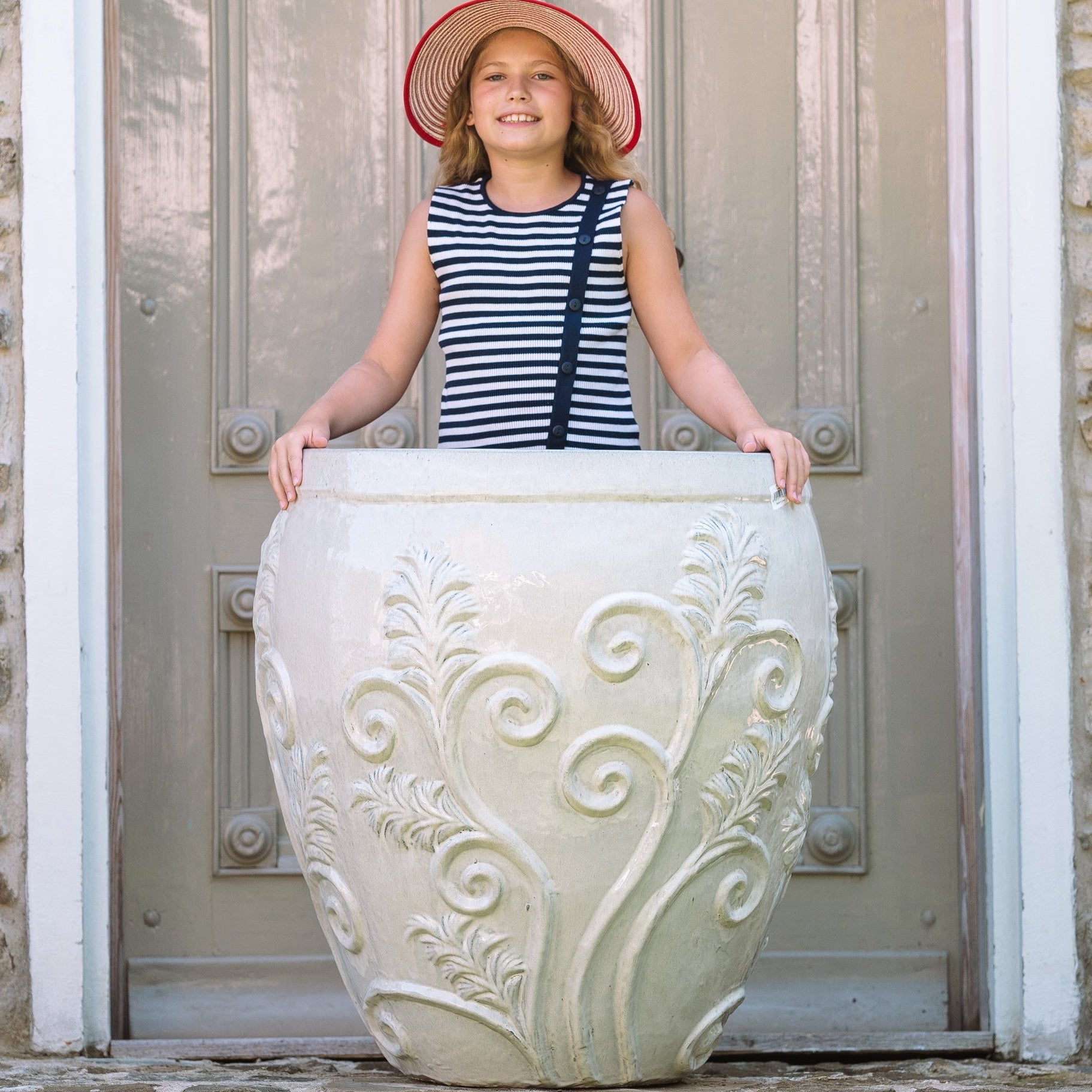 XXL Keramik-Blumentopf GAIA - Cremefarben