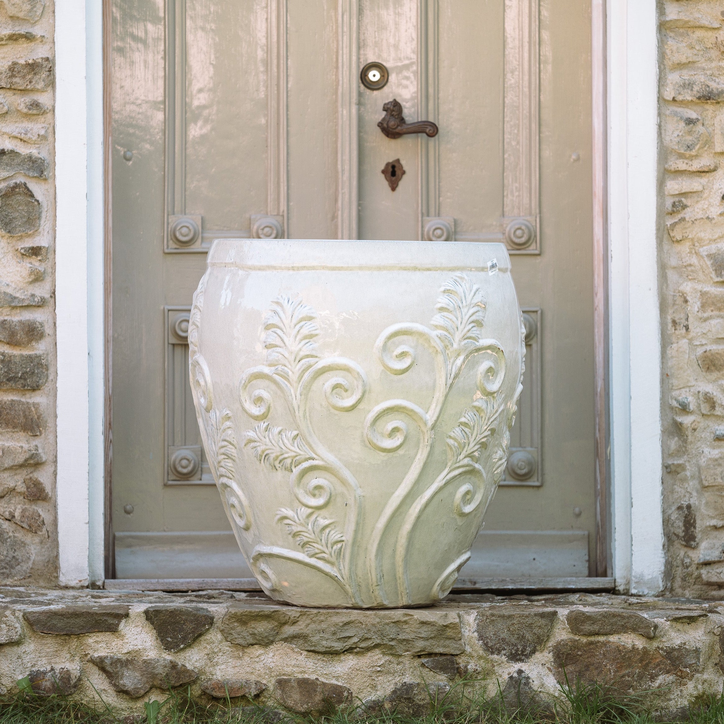 XXL Keramik-Pflanzkübel GAIA - Cremefarben