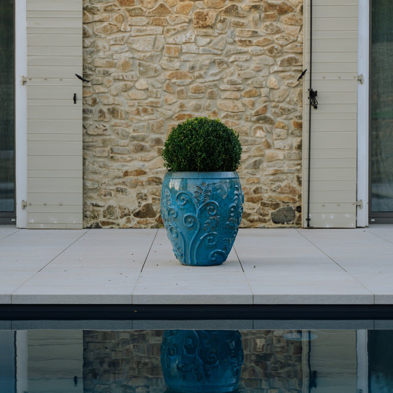 XXL Keramik-Blumentopf GAIA - Stahlblau