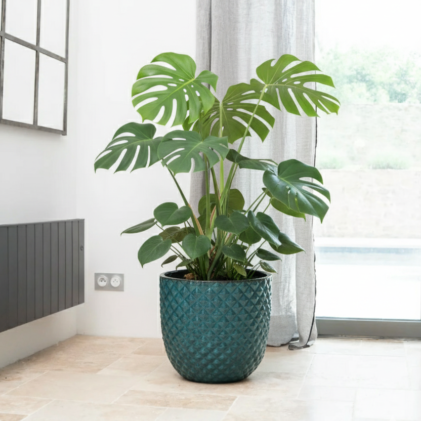 Keramik-Blumentopf MARS - Petrolblau