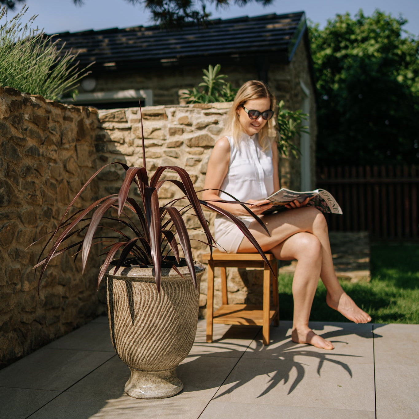 Keramik-Blumentopf MORGANE - Tigerweiß