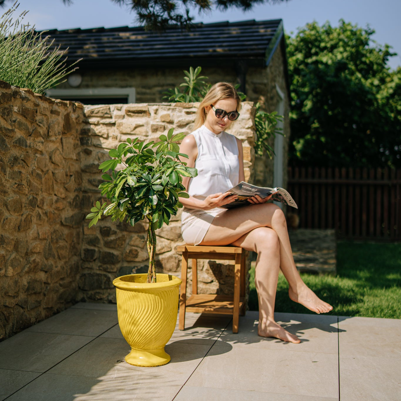 Keramik-Blumentopf MORGANE - Gelb