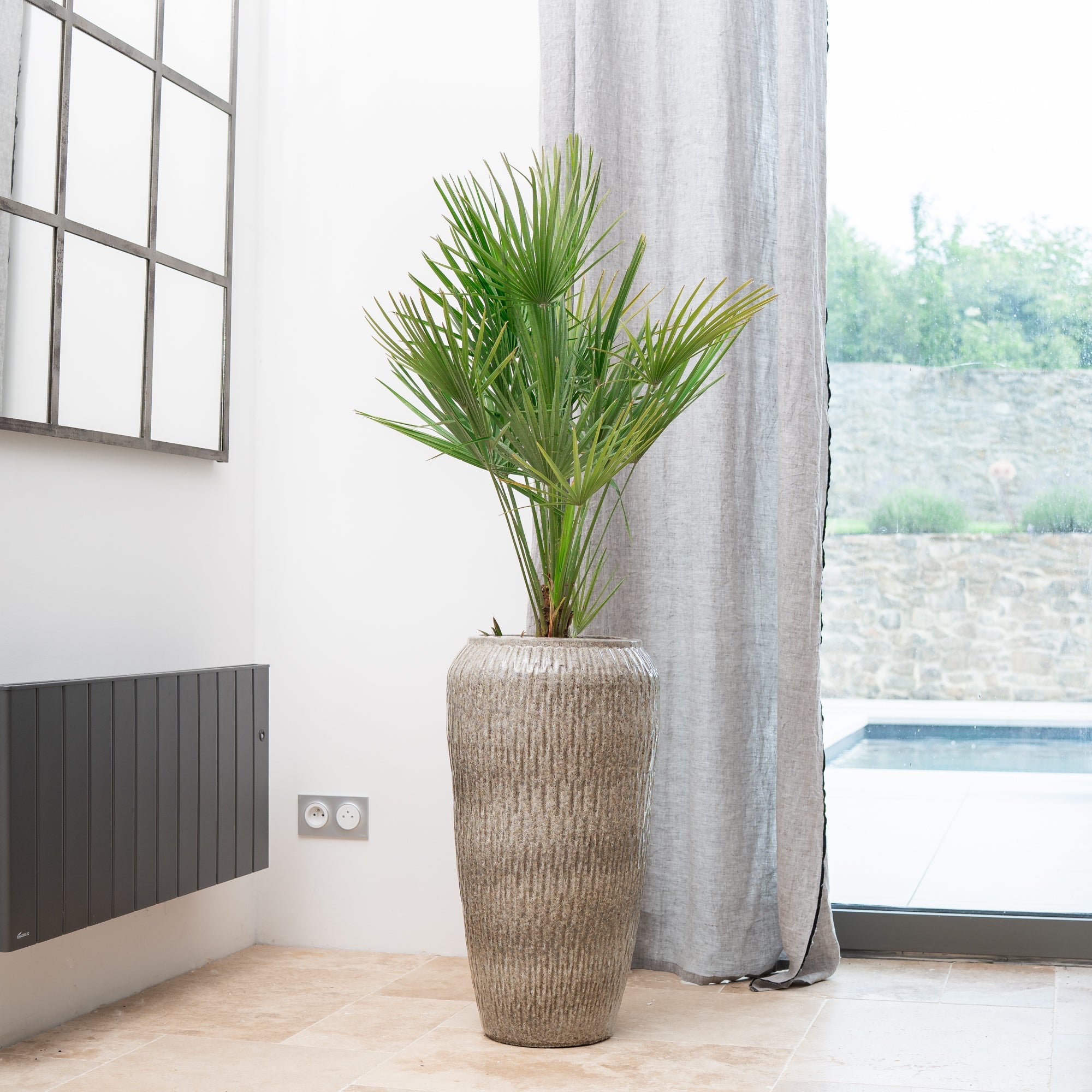 Keramik-Blumentopf POMPADOUR - Tigerweiß