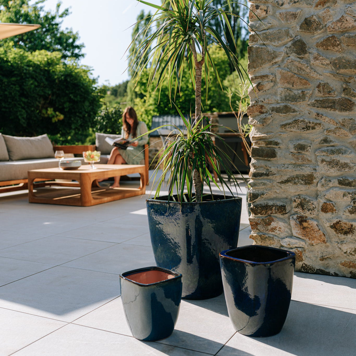 Keramický květináč VAUBAN - Mořsky modrá