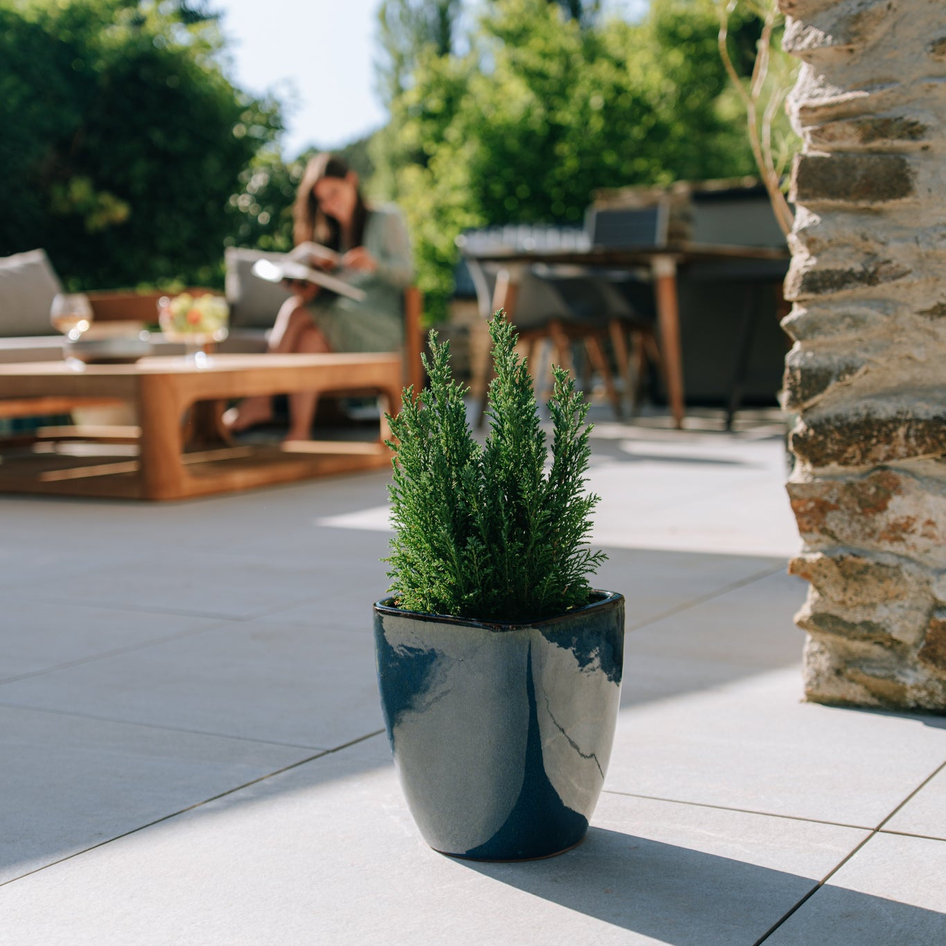 Keramik-Blumentopf VAUBAN - Seeblau