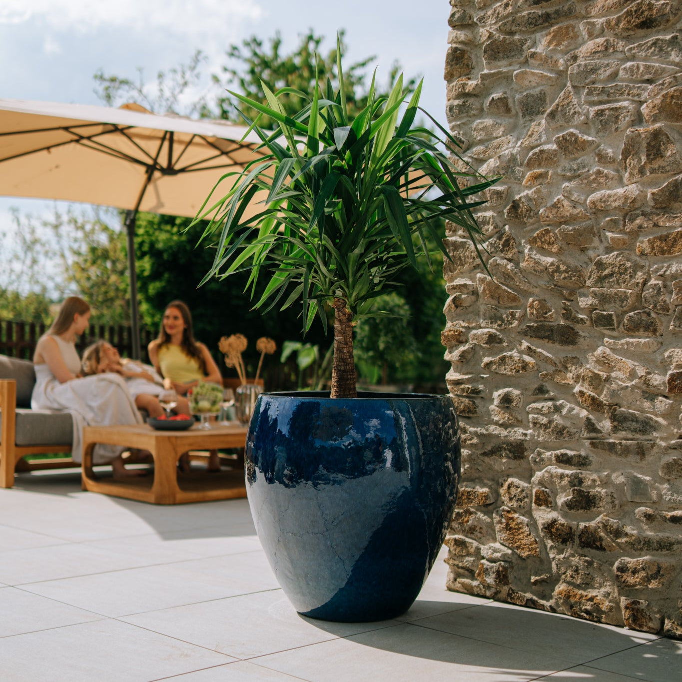 Keramický květináč LAFONTAINE - Mořsky modrá