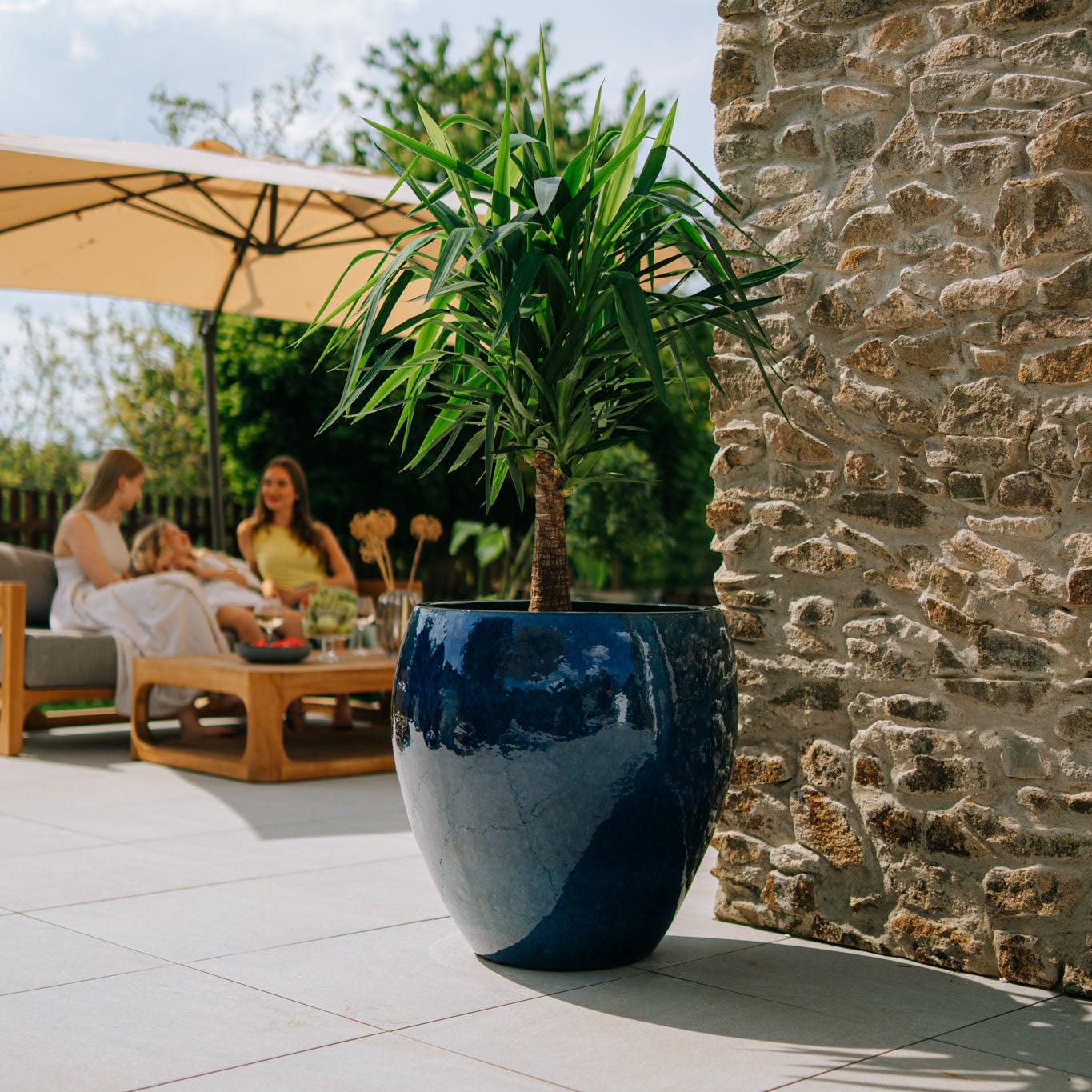 Keramický květináč LAFONTAINE - Mořsky modrá