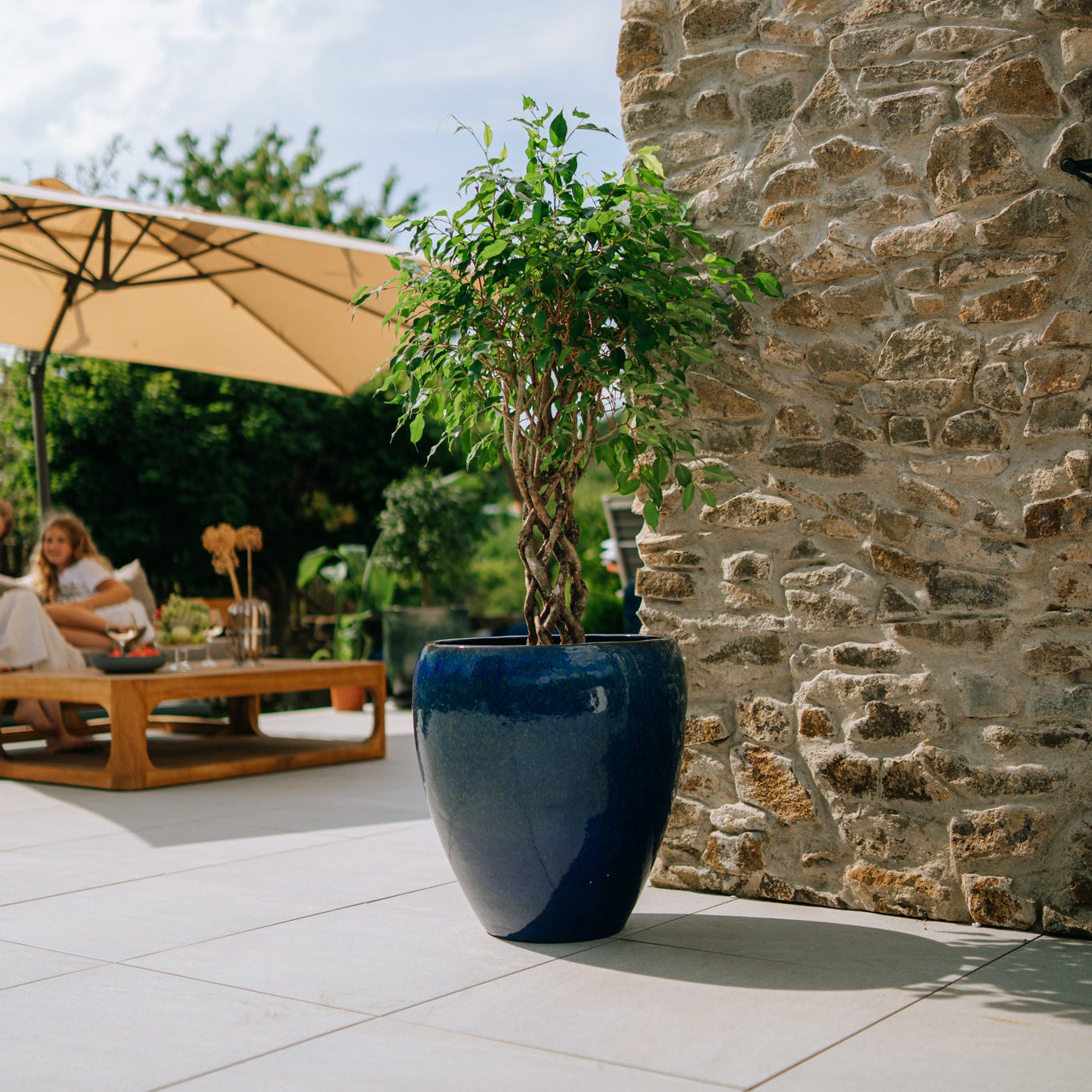 Keramický květináč LAFONTAINE - Mořsky modrá