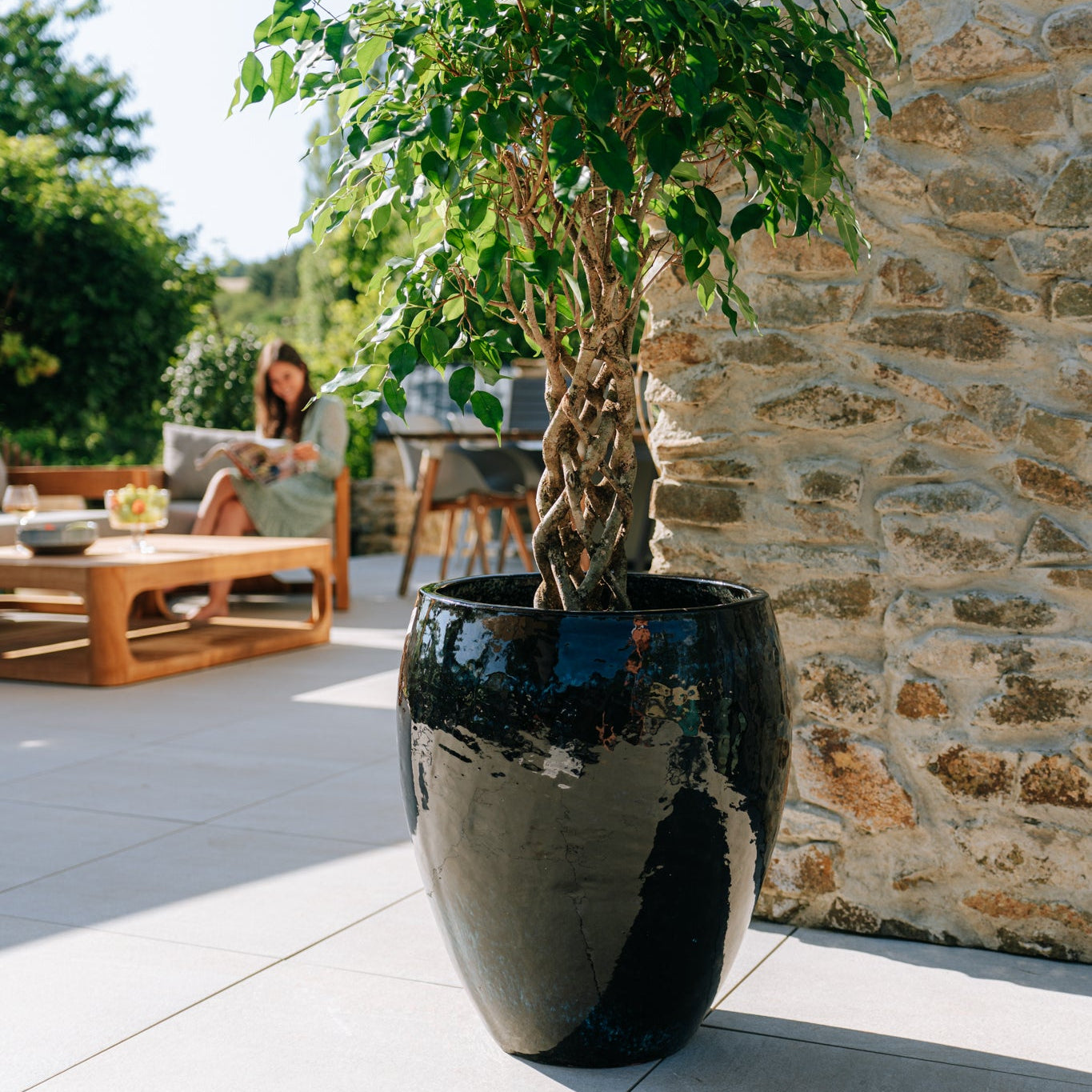 Keramický květináč Poseidon - Černý