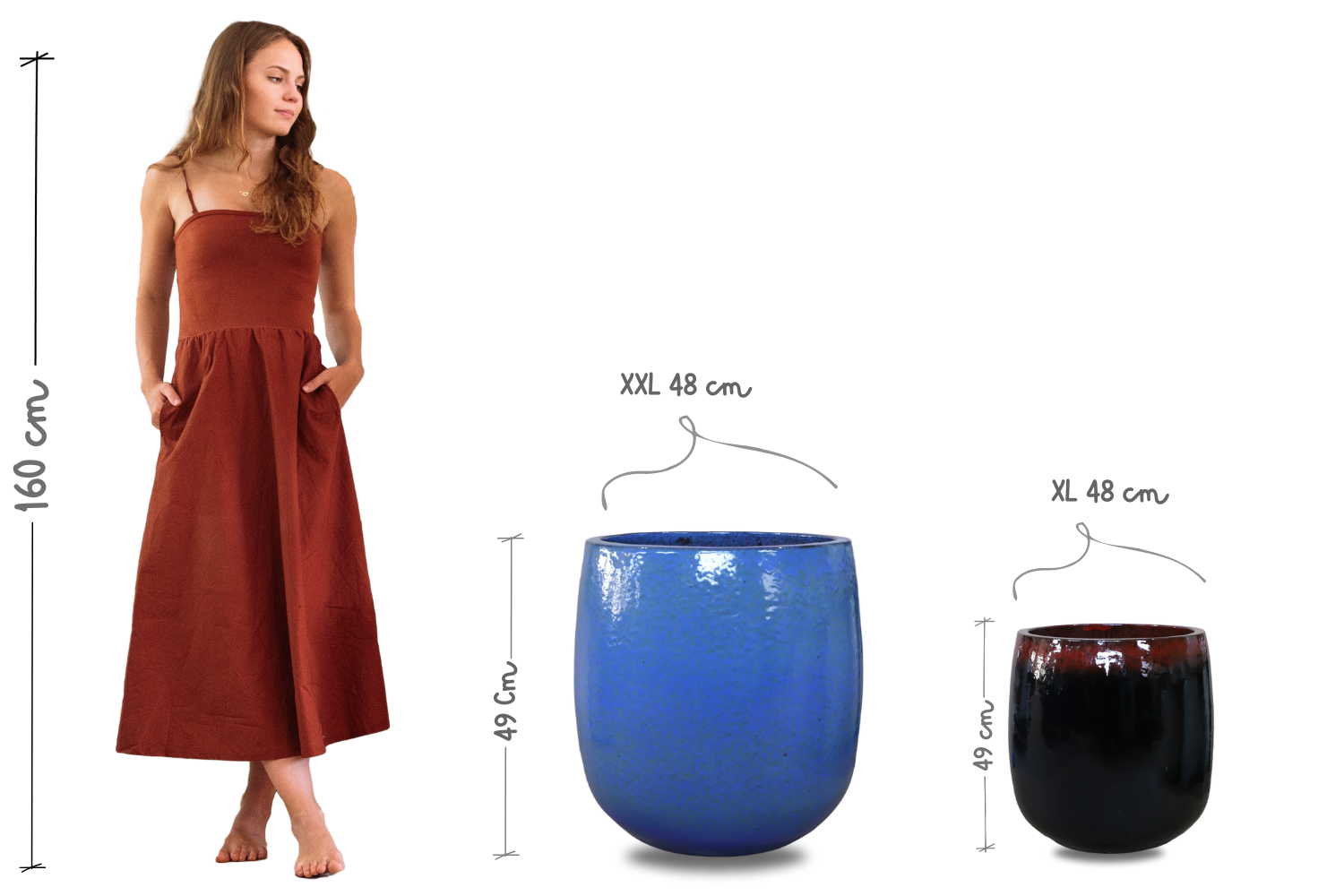 Keramik Blumentopf und Pflanzkübel SOCRATE in schwarz-roter Farbe, frostsicher und für den Außenbereich geeignet