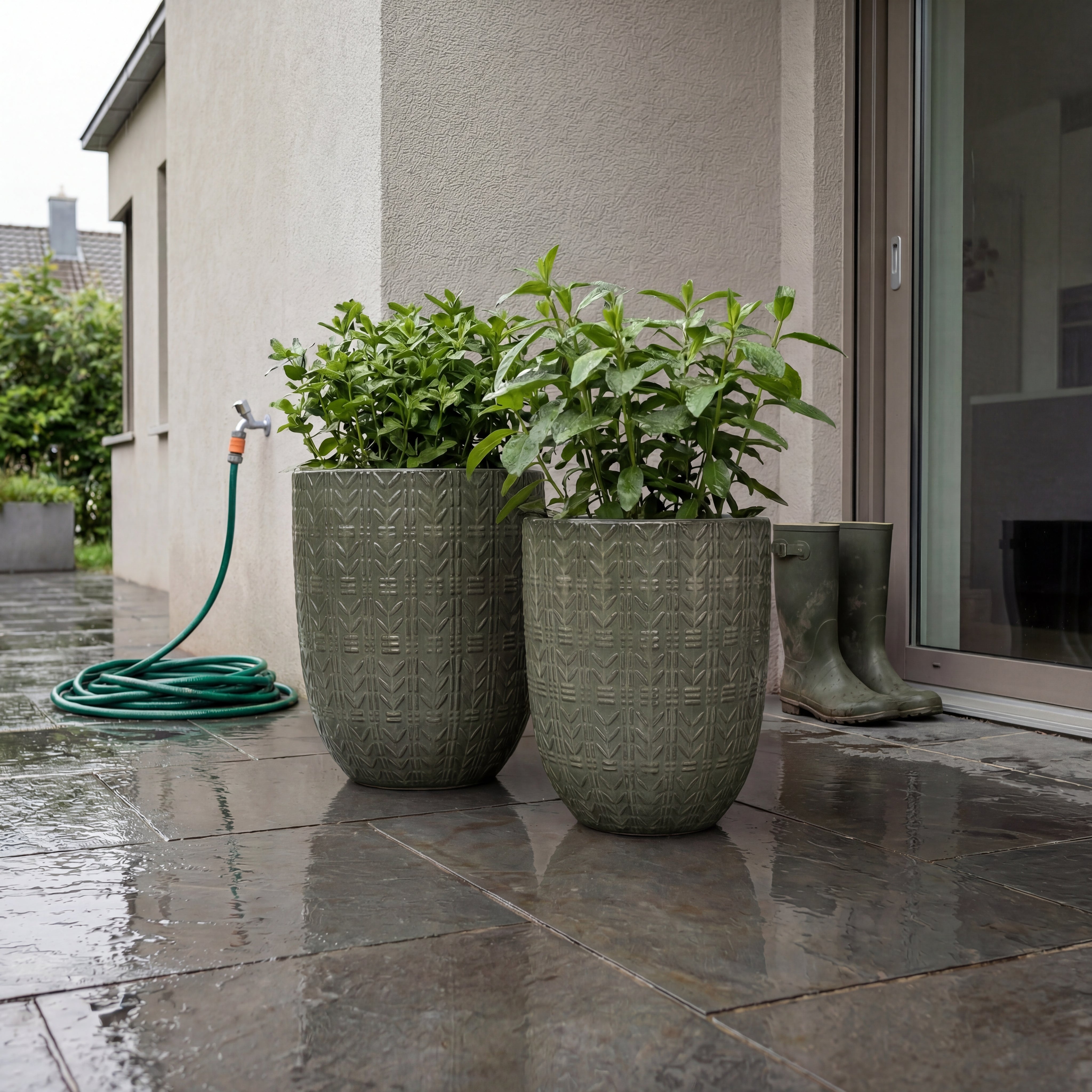 Blumentopf Keramik groß Khaki – winterhart für draußen