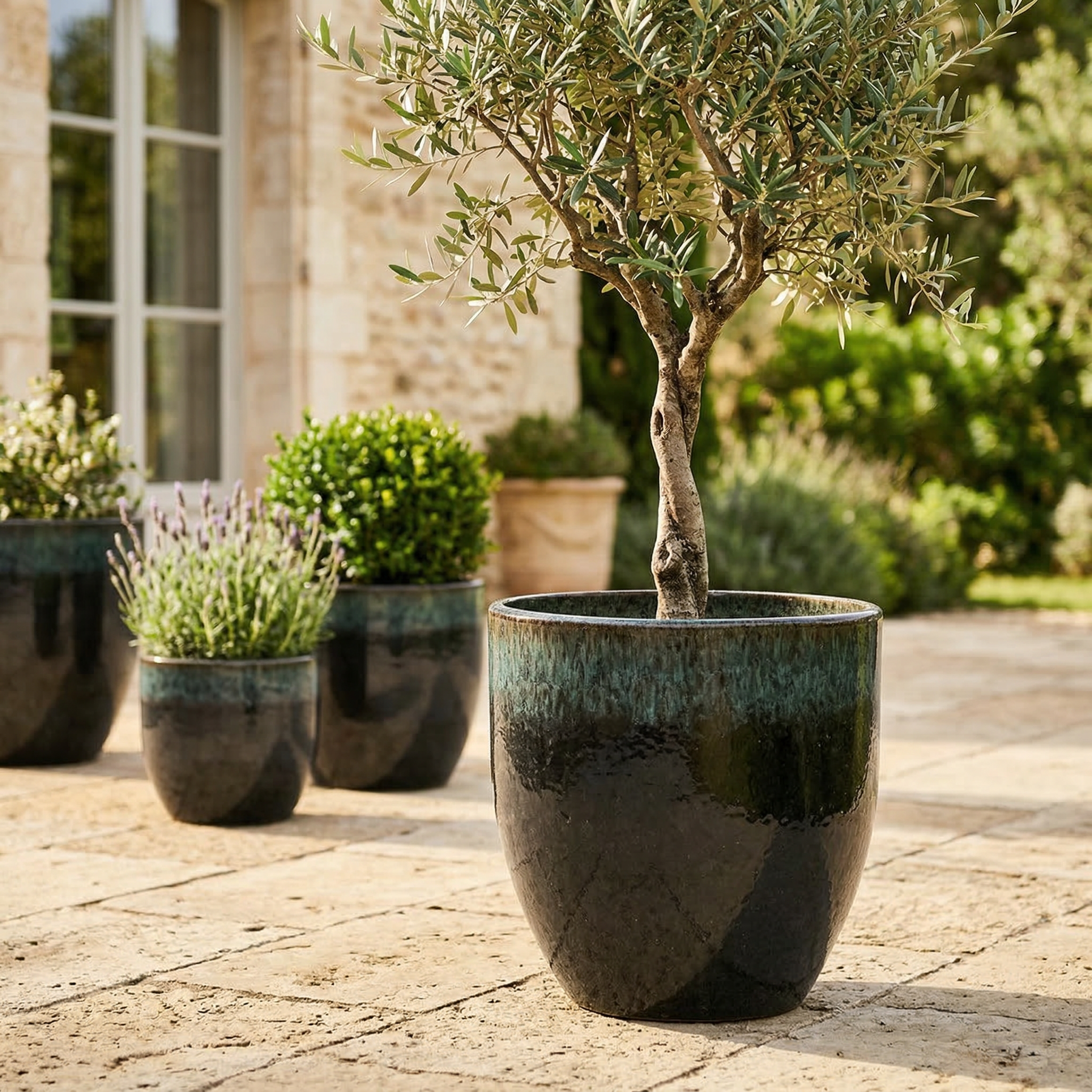 Keramický květináč LANCELOT - Černo-zelený