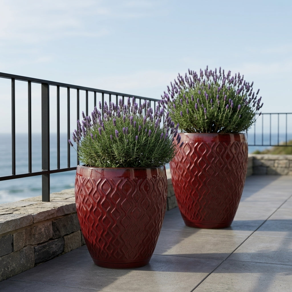 Provencelia Pflanzkübel PHENIX Císařská červená – glasierte Terrakotta, Anduze-Stil