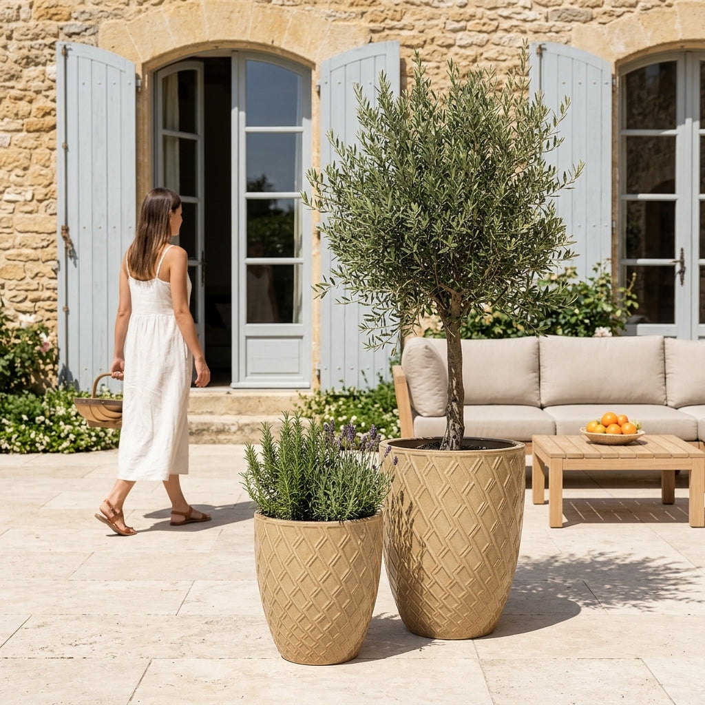 Provencelia Pflanzkübel ZEUS Pískovaný bronz – glasierte Terrakotta, Anduze-Stil