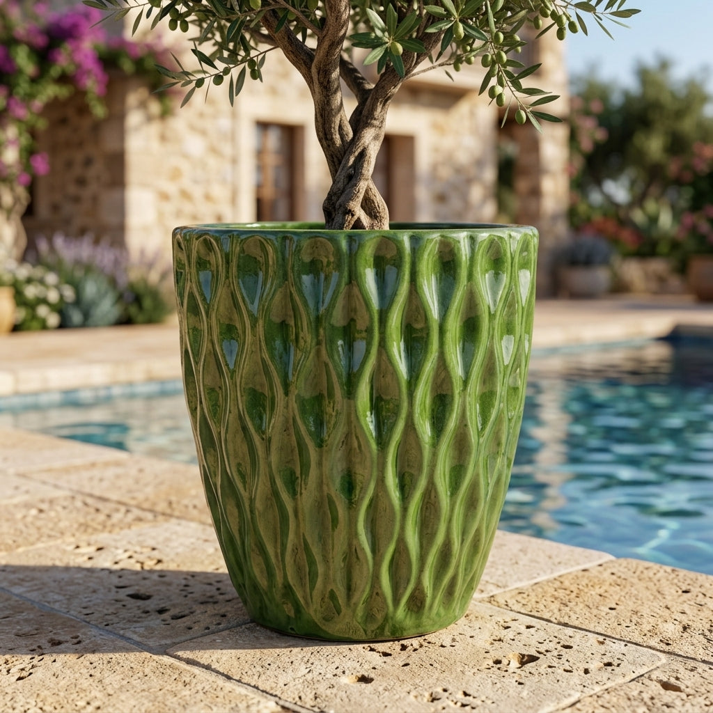 MONET Keramik Pflanzkübel ručně vyráběný glazovaný květináč z terakoty – wetterfest, für Innen und Außen