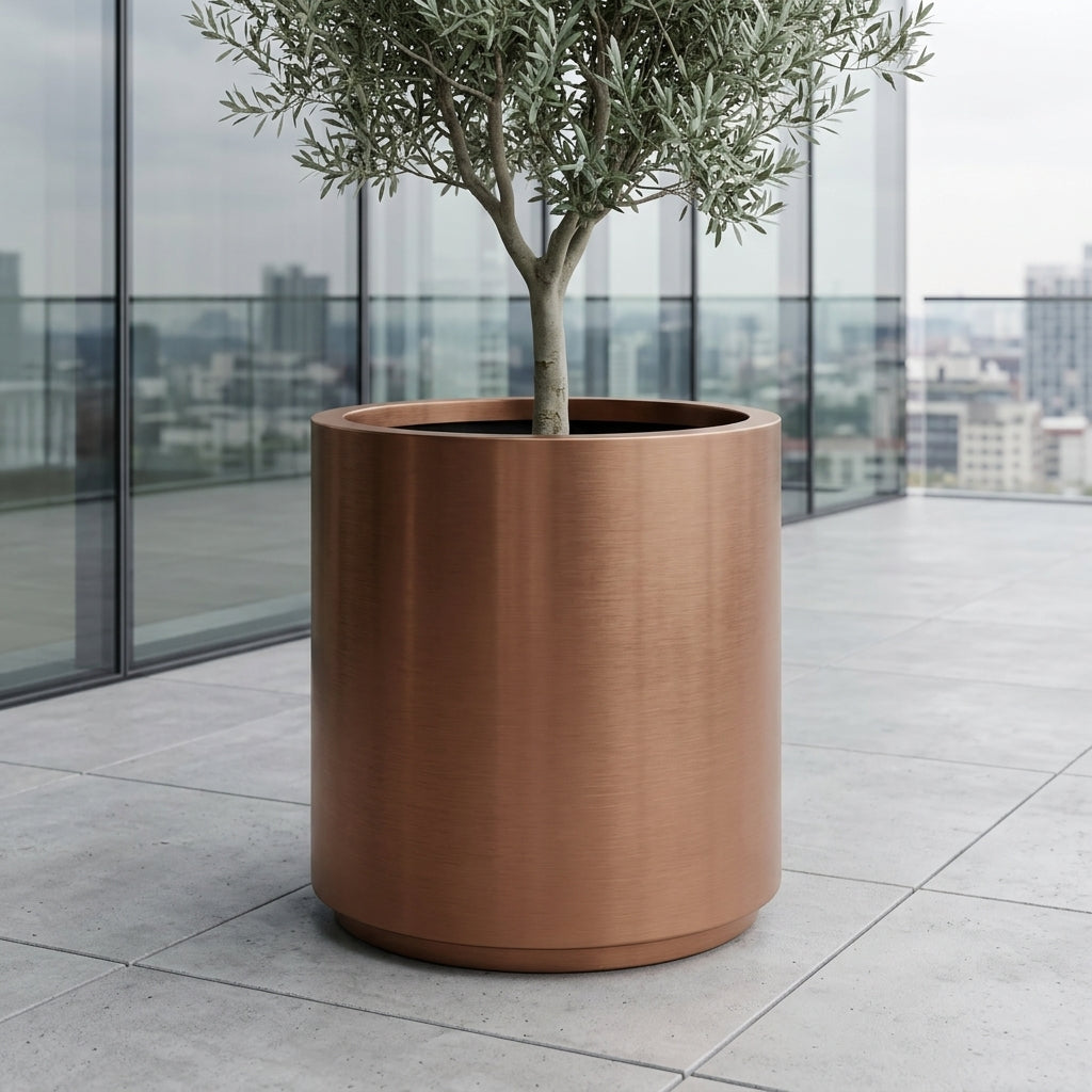 Velký květináč z nerezové oceli Metropole - Měděná - XL (40x70cm)