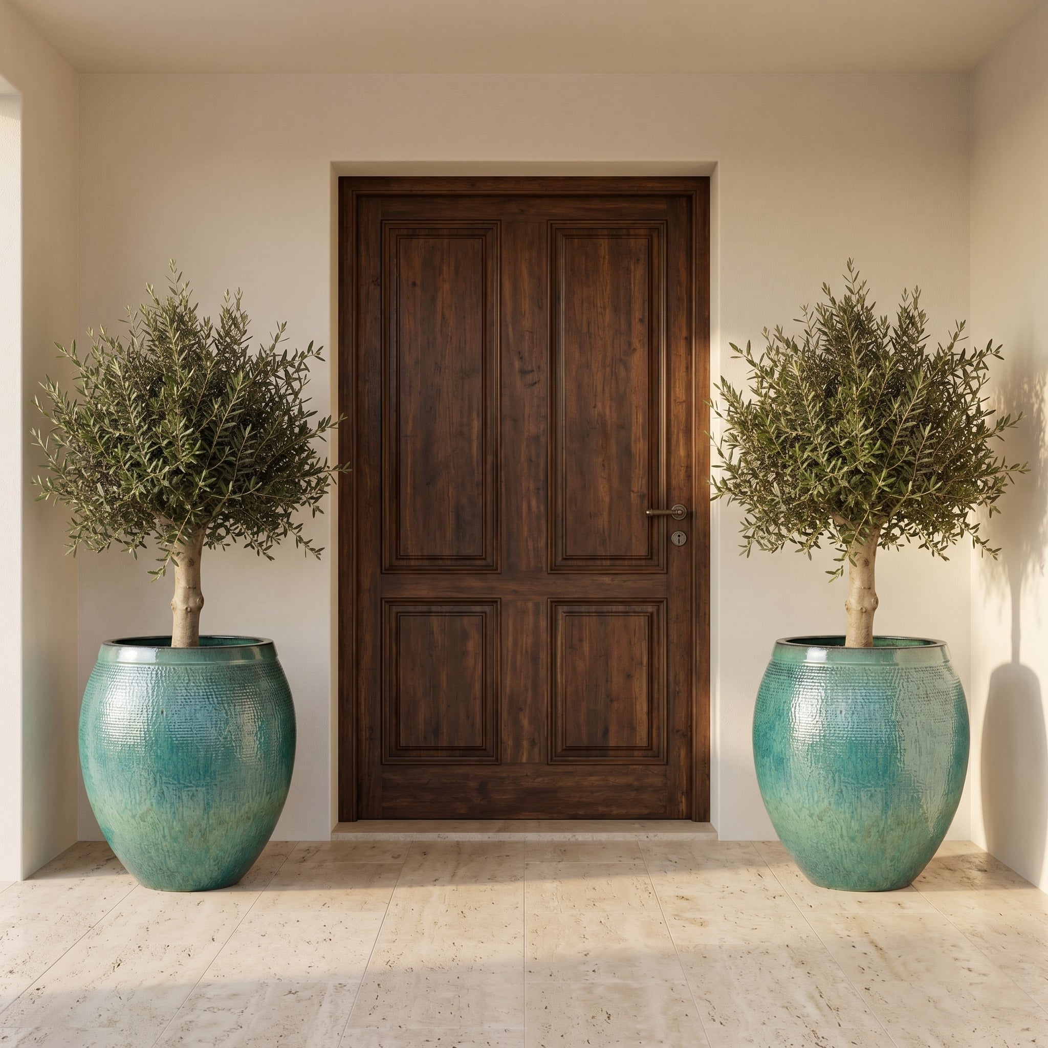 Olivenbaum (starker Stamm) im Topf COCOON 66×76cm — Meeresblau
