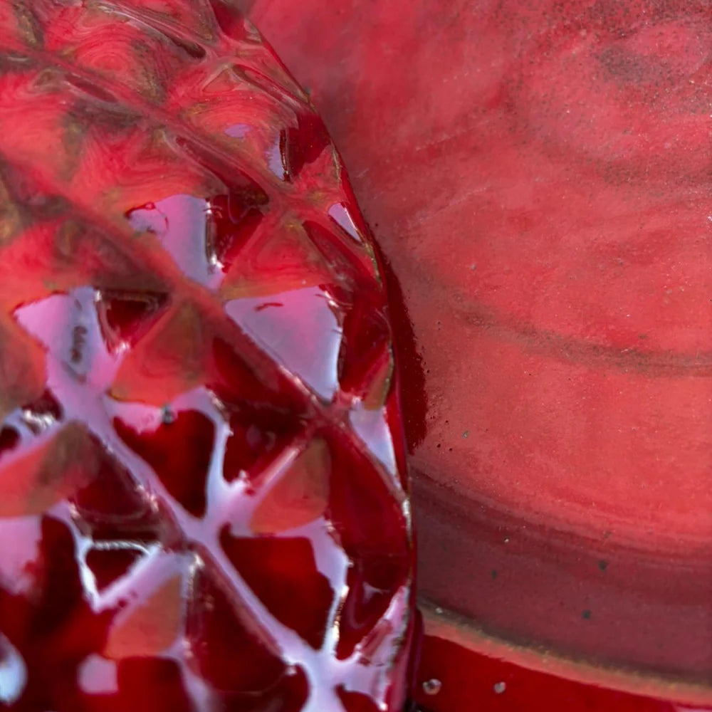 Podmiska pod květináč - Císařska červená se vzorem