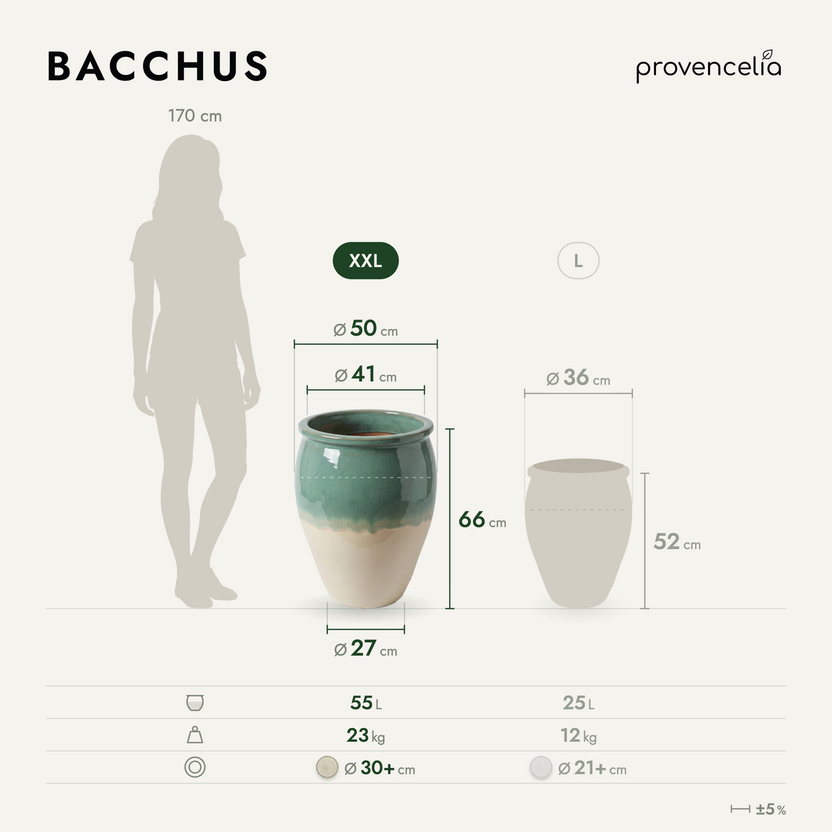 BACCHUS XXL – Maße
