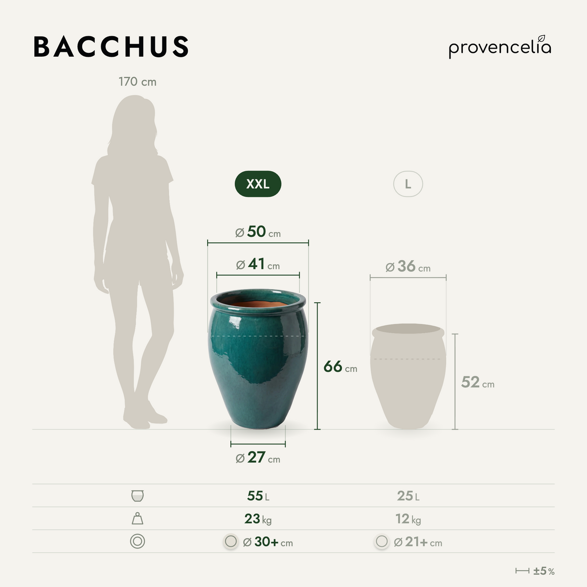 BACCHUS XXL – Maße