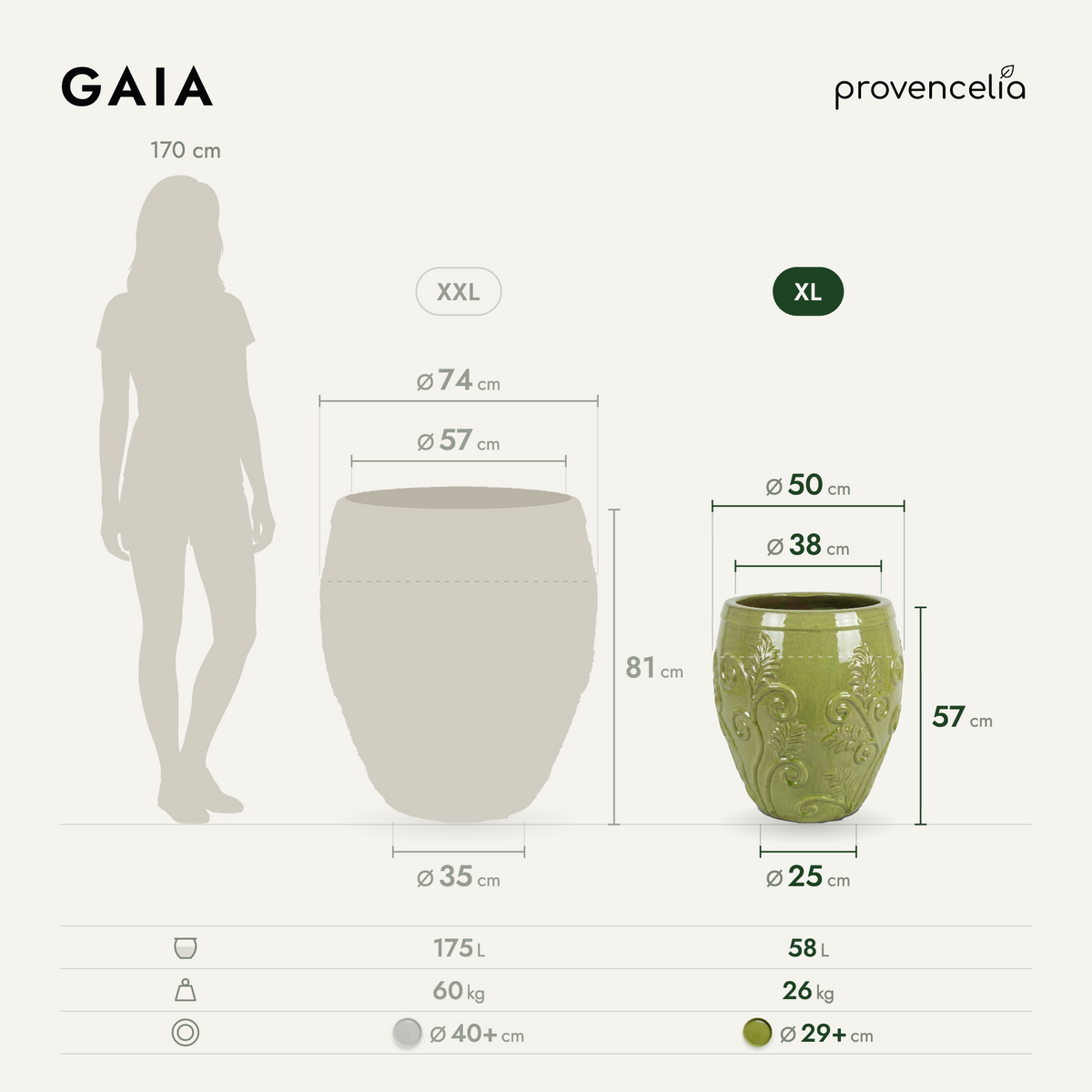 GAIA XL – Maße