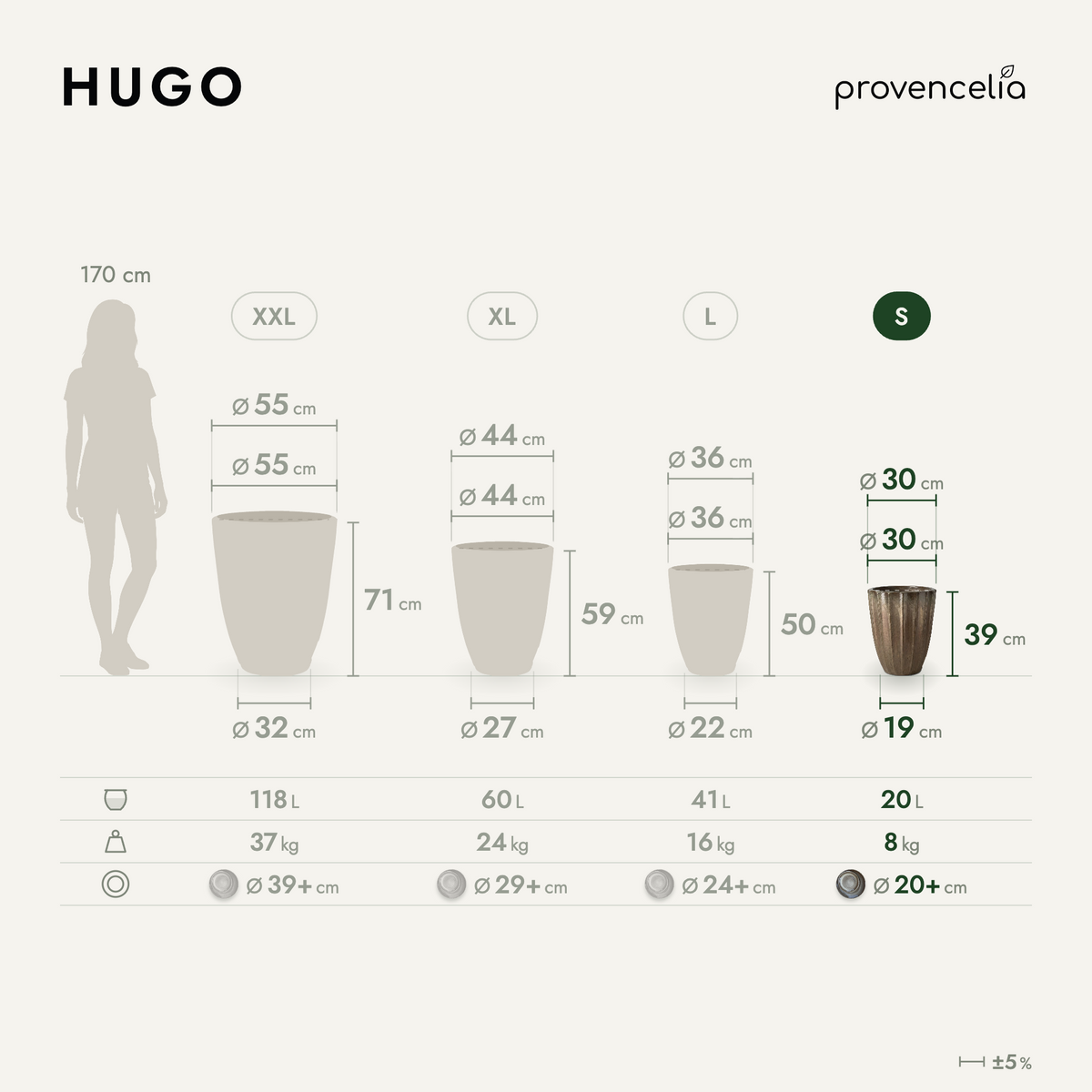 HUGO S – Maße