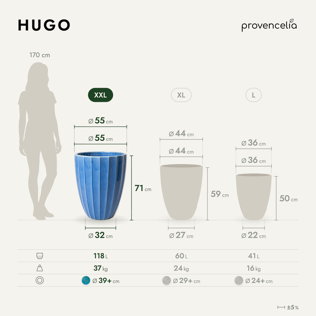 HUGO XXL – Maße