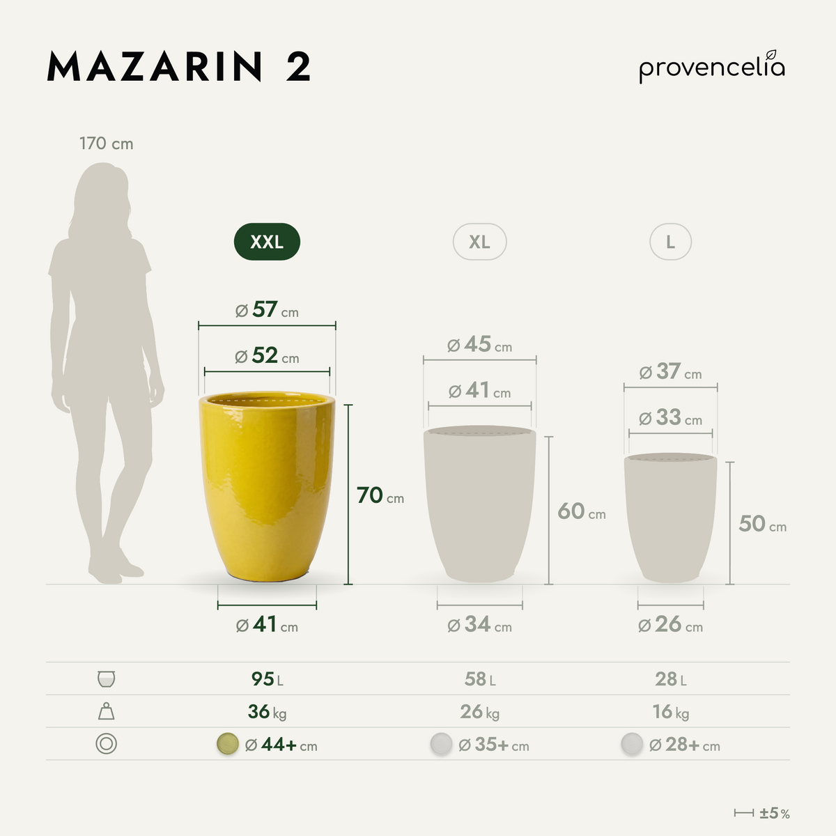 Keramik-Pflanzkübel Mazarin 2 – Gelb, XXL (57 x 70 cm)