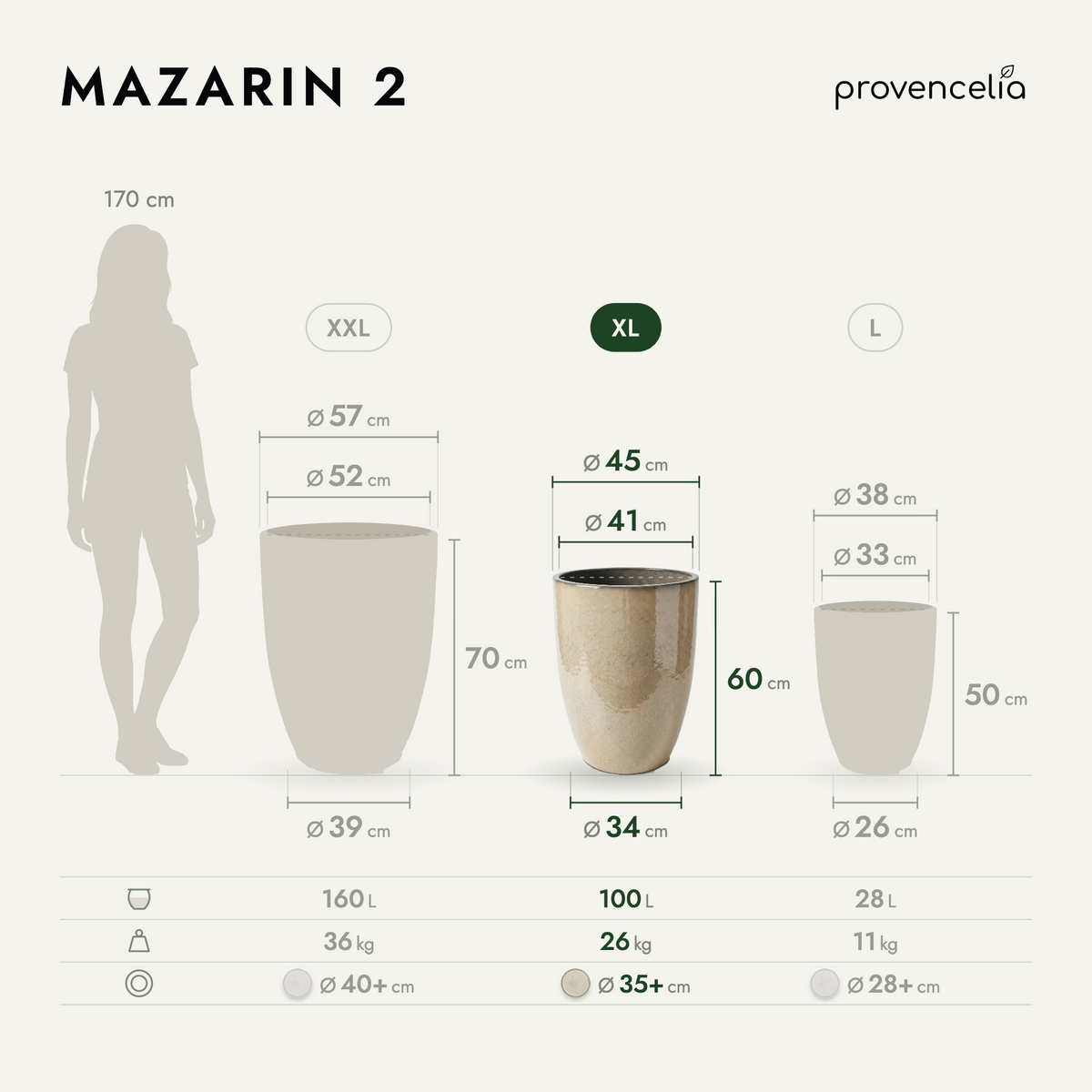 MAZARIN 2 XL – Maße