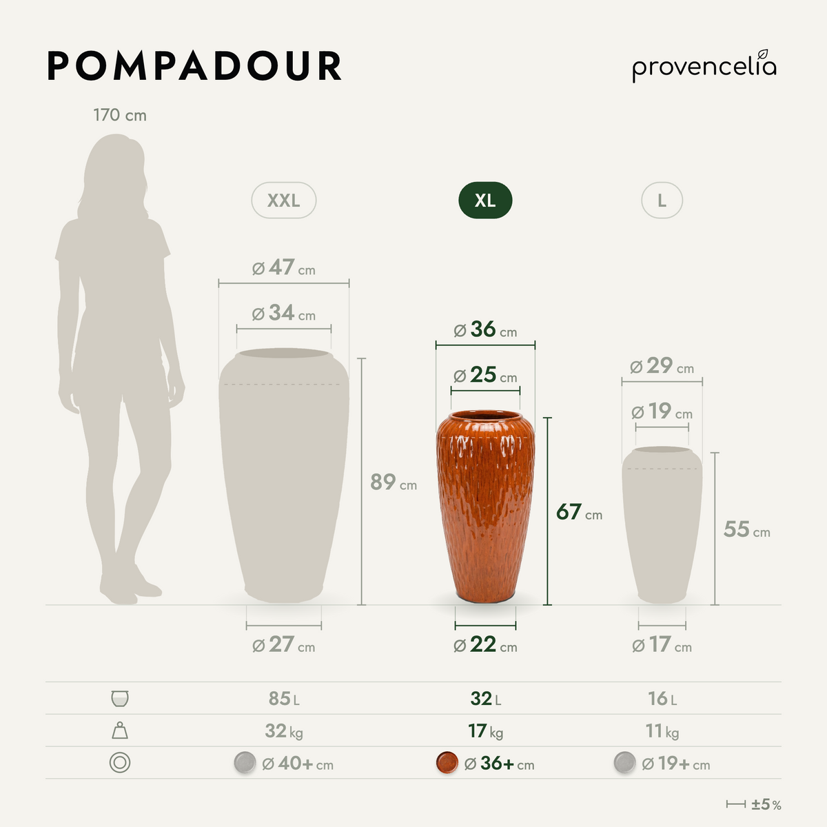 POMPADOUR XL – Maße