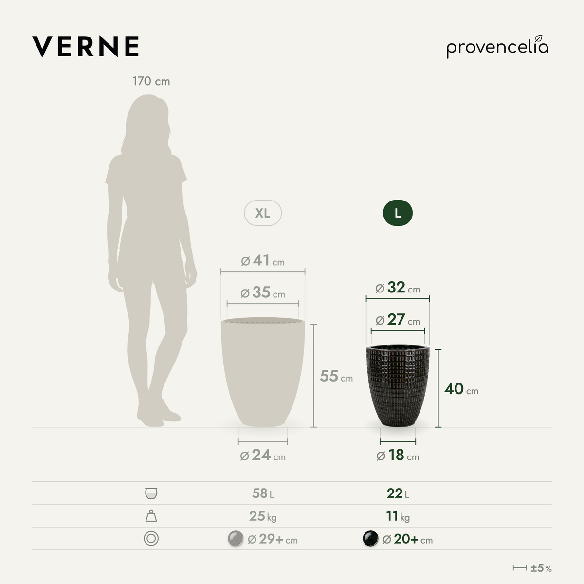VERNE L – Maße